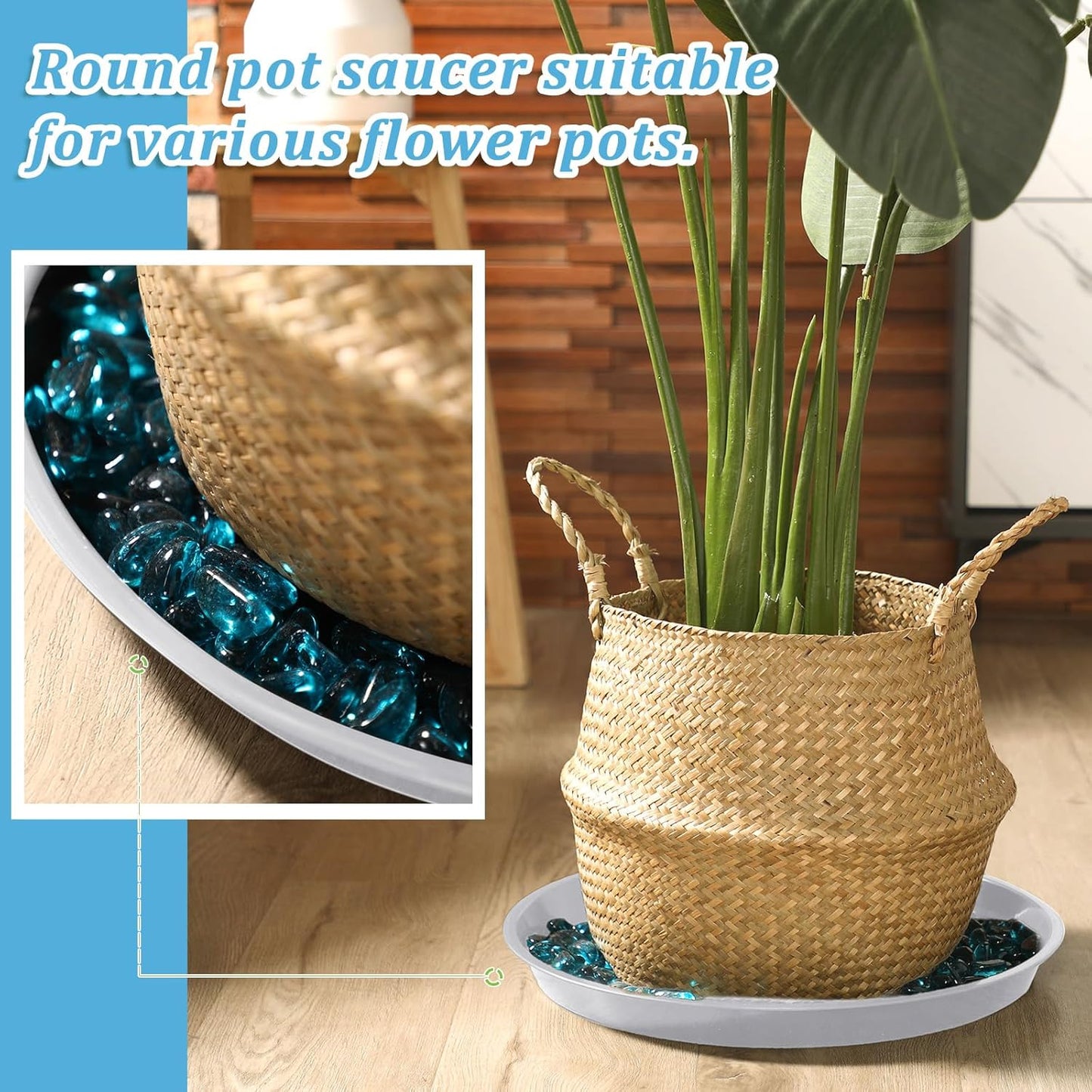 Eccliy 6 Pack Plastic Plant Saucer Heavy Duty Planter Saucers Large Plant Pot Saucers Plastic Water Trays for Indoors and Outdoors Flower Plant Plant Drip (White,16 Inch)