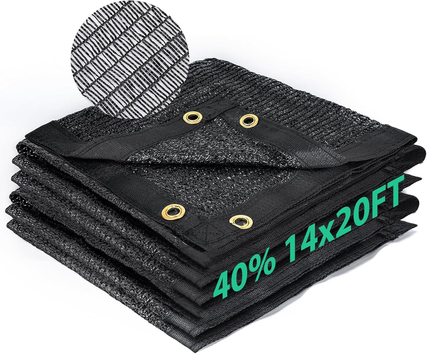 Kesfitt Garden 40% Shade Cloth, Resistant Sun Shade Net 14x20FT Mesh Tarp with HDPE Material and Reinforced Grommets Shade Trap for Greenhouse, Plant, Pergola, and Backyard Patio Sunshade