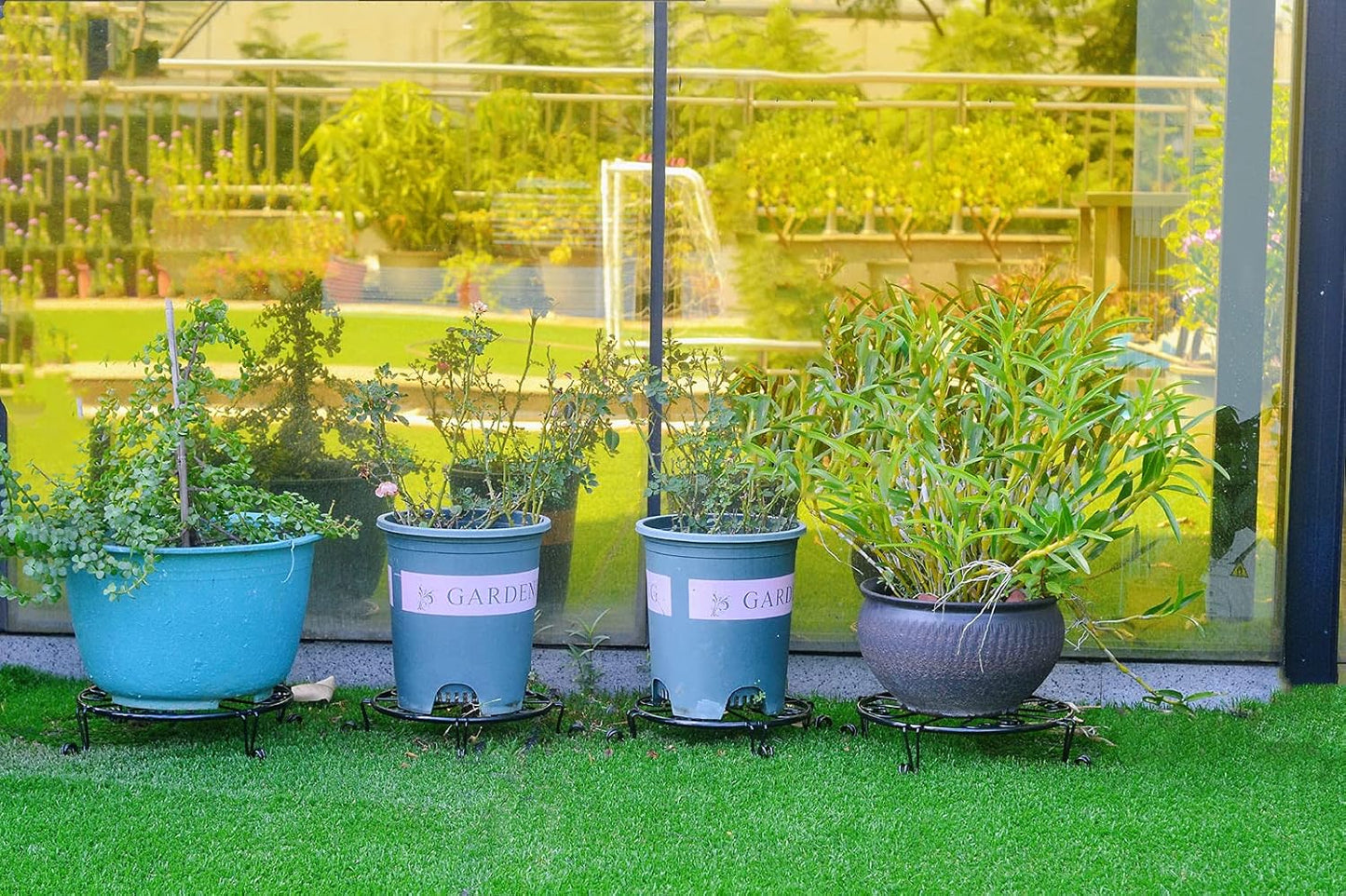 1 pack 10"-12" Metal Plant Stand Outdoor, for Flower Pot Heavy Duty Potted Holder Round Wrought Rustproof Iron Planter Stand, plant Stands Indoor Clearance and Outdoor patio - 10 Inches Black