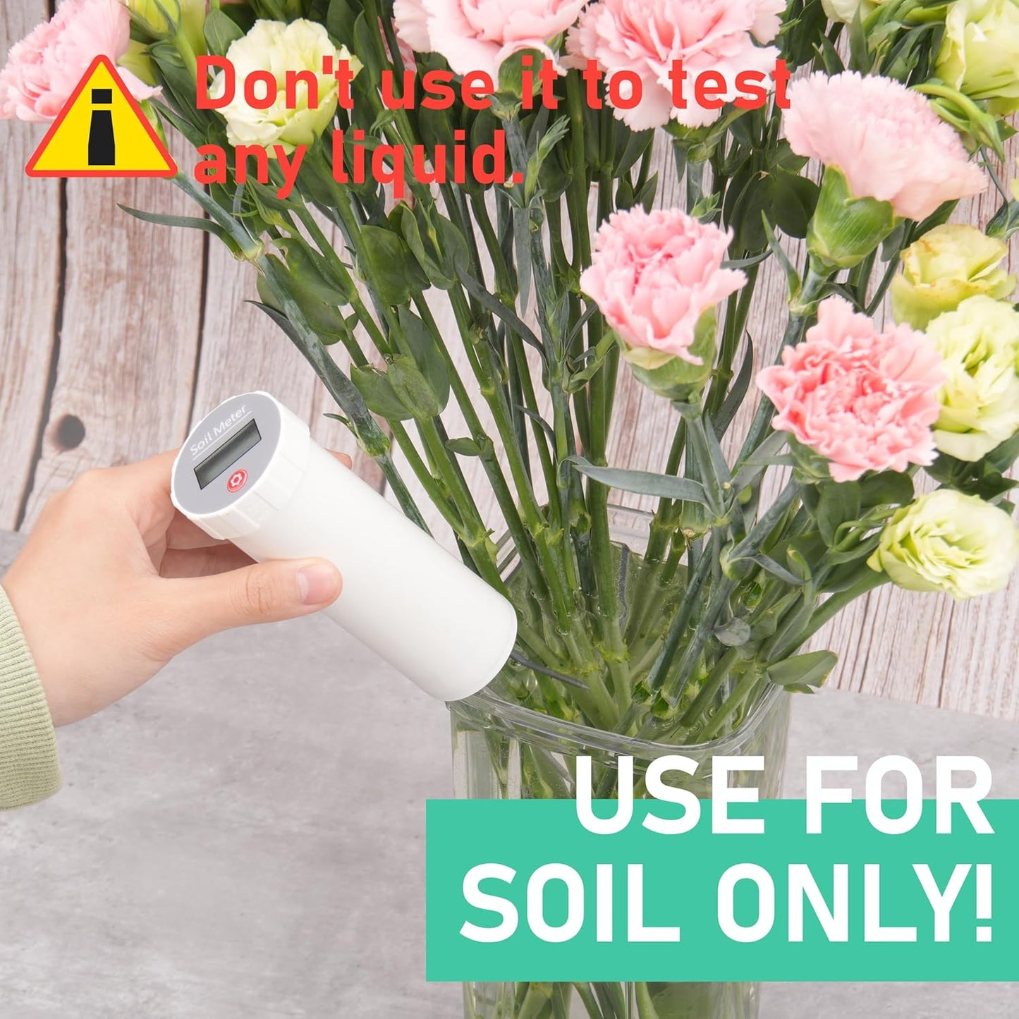 Digital Soil pH Meter, Industrial Grade Soil pH Tester with Calibration-Free LCD Display, High Accuracy Soil pH Pen, Soil pH Monitor for Garden, Lawn, Plant (White)