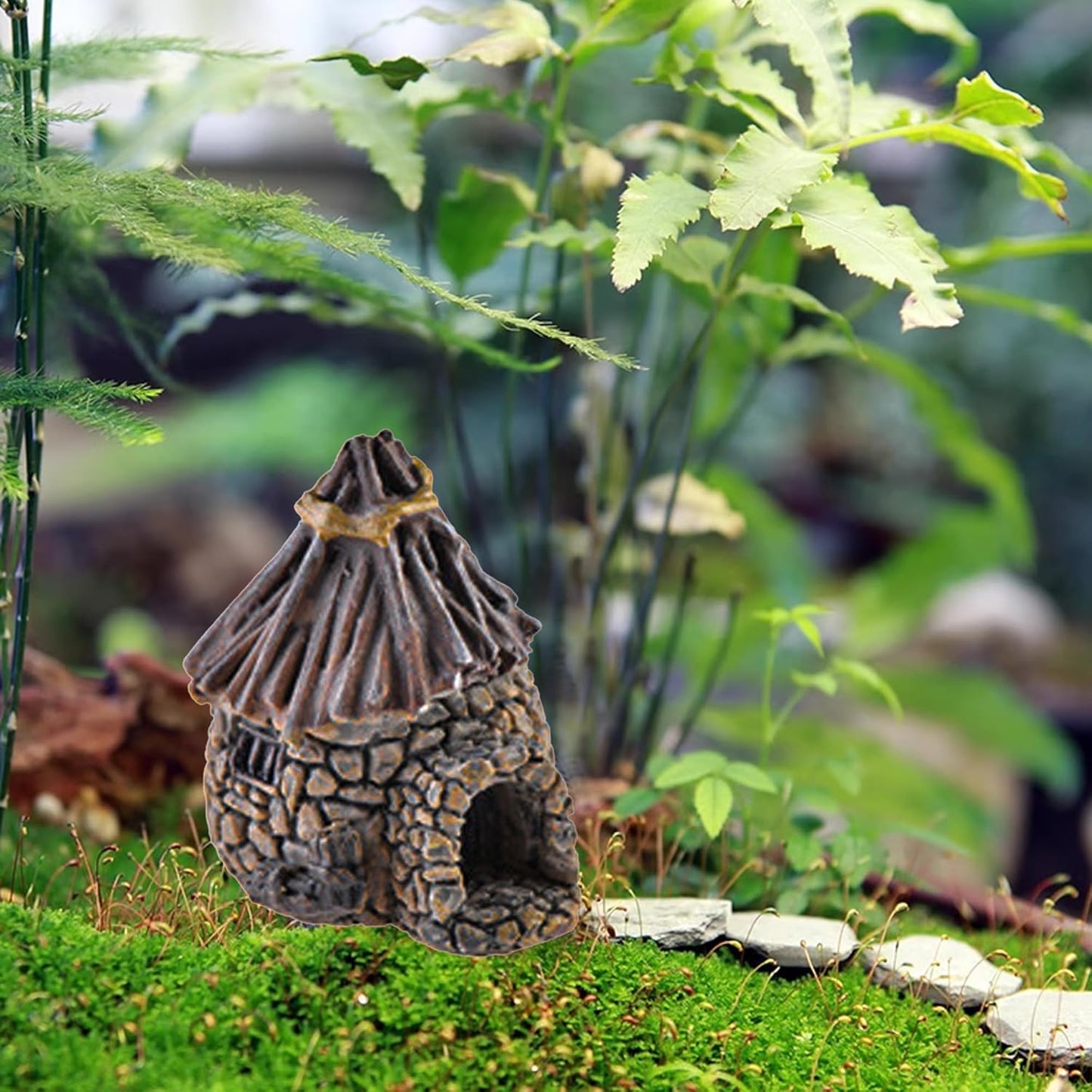 8PCS Miniature House Figurines Mini Resin House Micro Landscape Decoration Tiny Village Hut Cottage Fairy Garden Accessories Succulent Planting Flower Pot Terrarium Decor