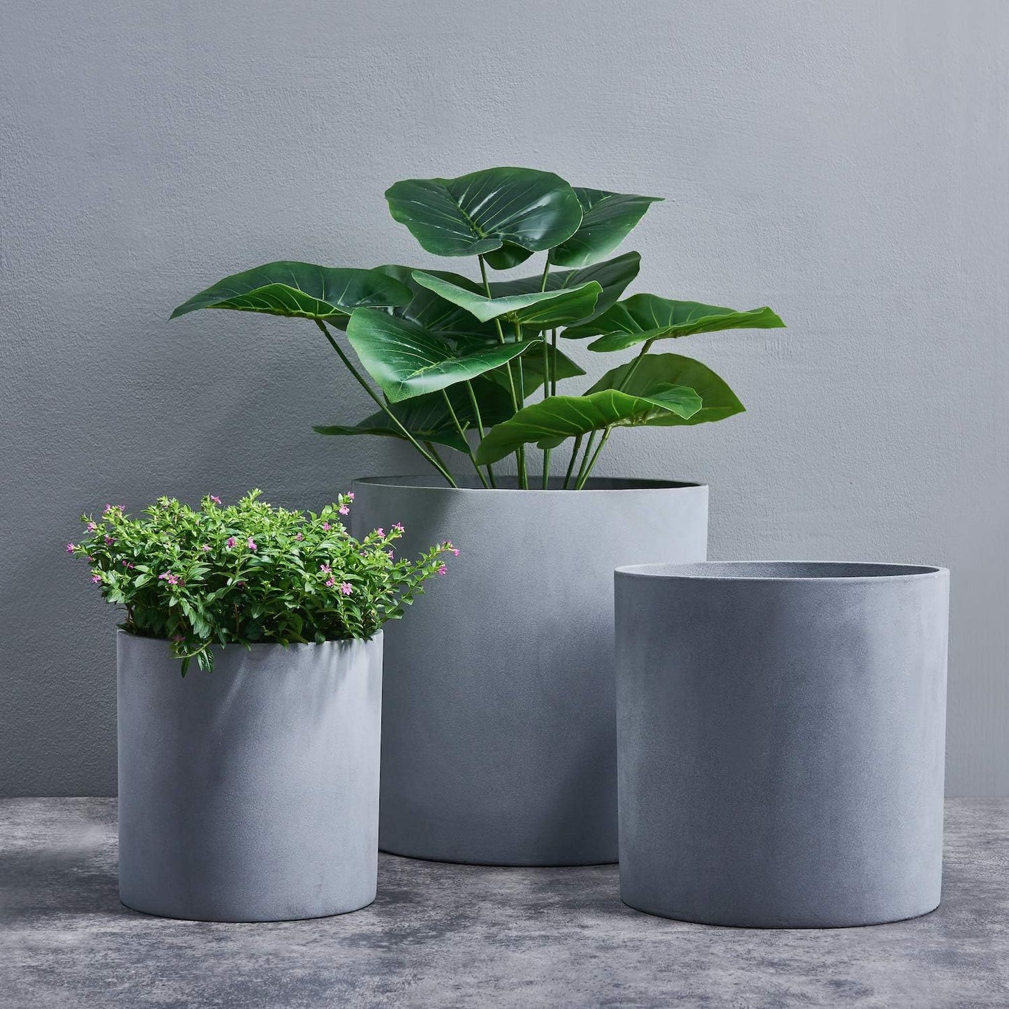 FaithLand Plant Pot 12 inch - Perfectly Fits Mid-Century Modern Plant Stand - Drainage Plug - Gray Planter Pot