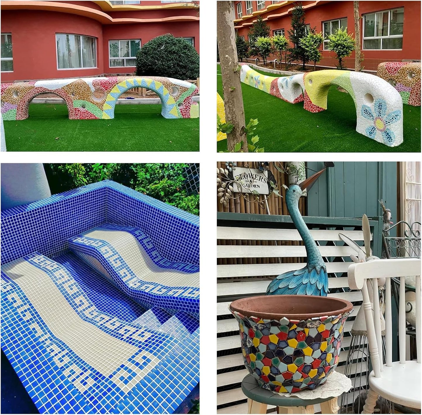 100 Pieces Ceramic Mosaic Tiles 3/5" Square Shapes Mosaic Ceramic Pieces Stained Ceramic Tiles Supplies for Crafts Beginner Mosaic Project Stepping Stones Mosaic Birdhouse Decor - White