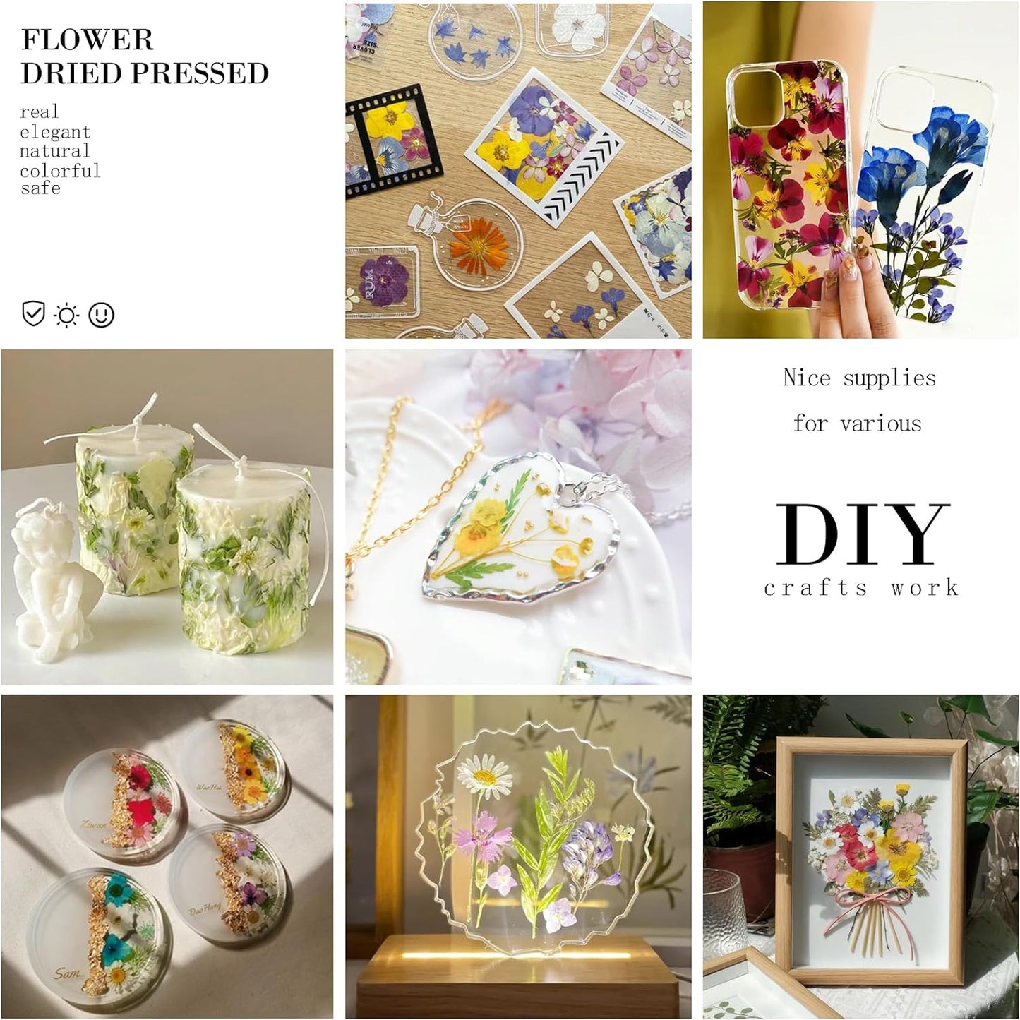 150Pcs Dried Pressed Flowers for Resin, Assorted Real Natural Bulk Dry Floral Leaves for DIY Art Crafts, Epoxy Molds, Jewelry, Soap, Candle Making, Nails Decors