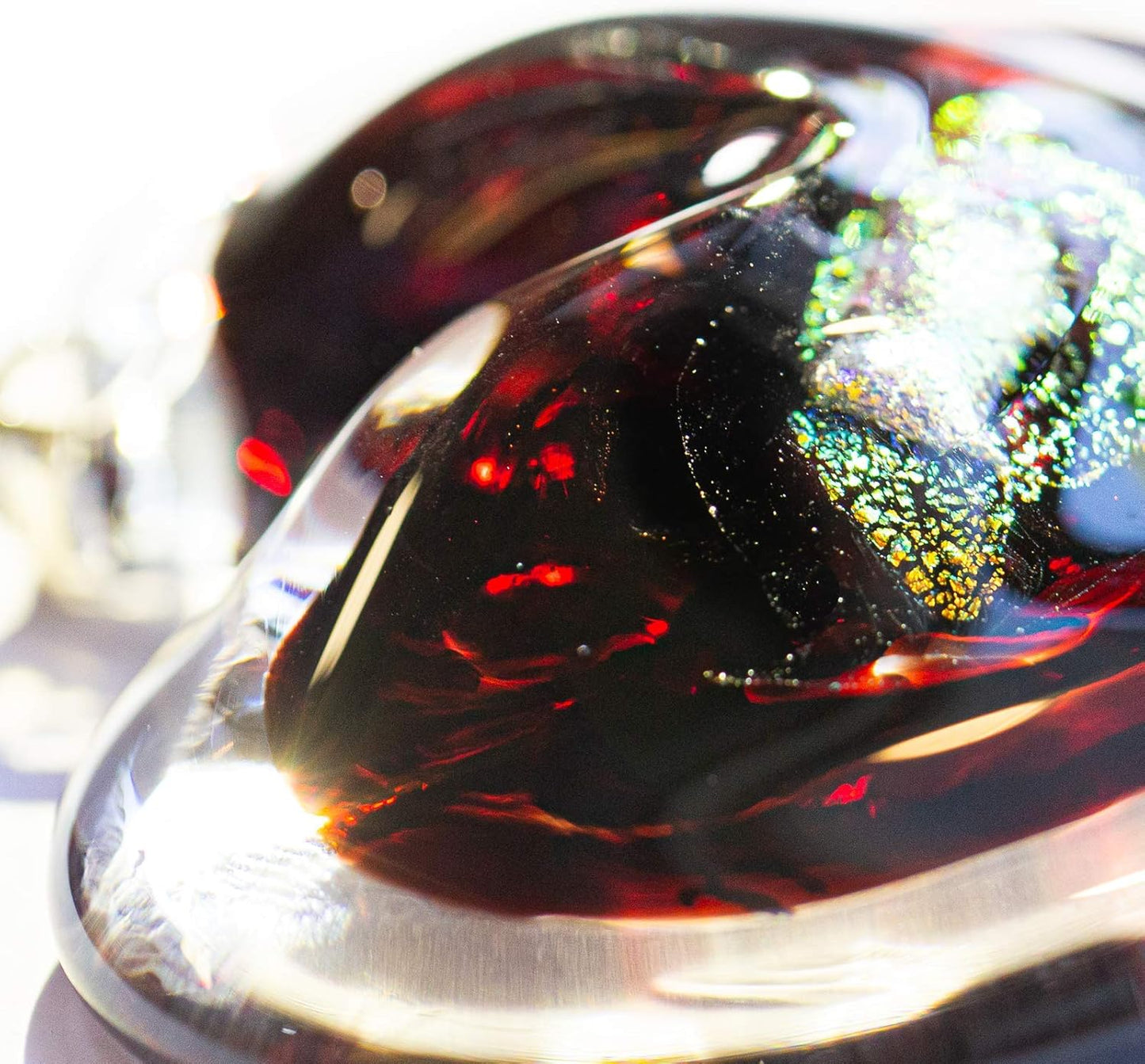 Luke Adams Glass Hanging Hearts – Hand Blown Glass Heart Ornament for Windows or Gifts – Colorful Blown Glass Hearts Decor (January - Garnet)