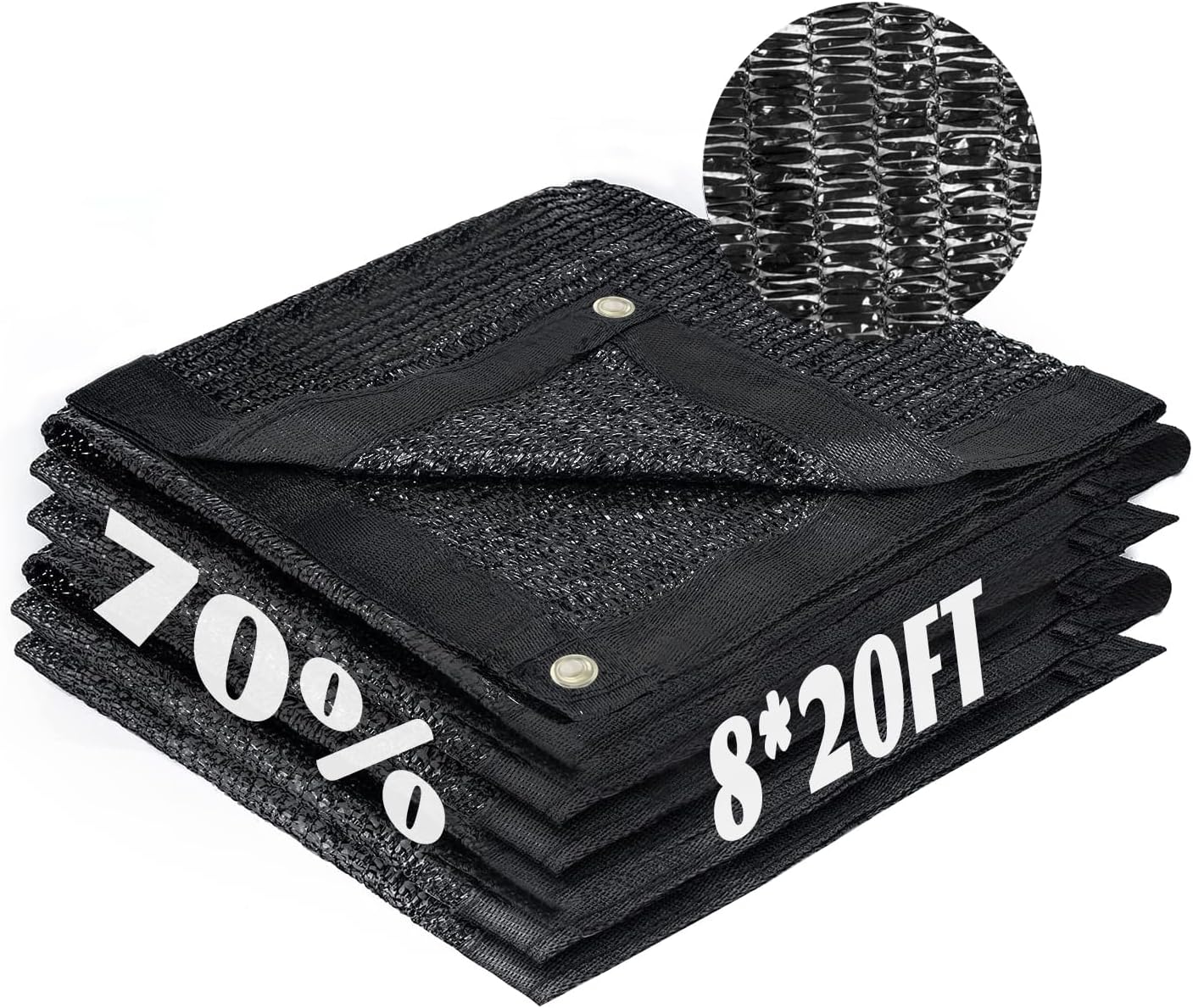 Cool Area 70% Sun Shade Cloth Mesh Tarp with Grommets for Plant Cover 8x20ft Patio Canopy Garden Pergola Greenhouse Car Barn Kennel Black
