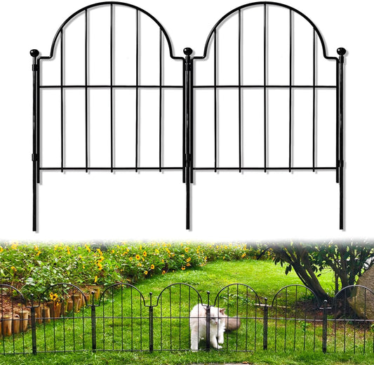Garden Fence, 2 Panels 22 in(H) x 2.2 ft(L) Arched Rustproof Metal No Dig Fence Garden Fence Border, Ground Stake Animal Barrier Fence for Rabbit Dog, Outdoor Landscape Decor for Yard & Patio