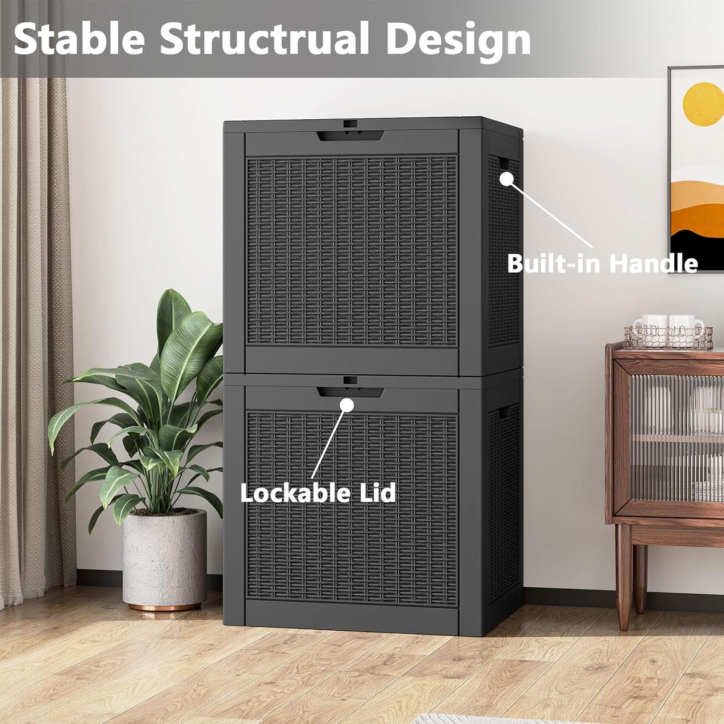 Deck Box, 31 Gallon Resin Outdoor Storage Box, Waterproof and UV Resistant Lightweight Storage Deck Box for Garden Tools, Supplies