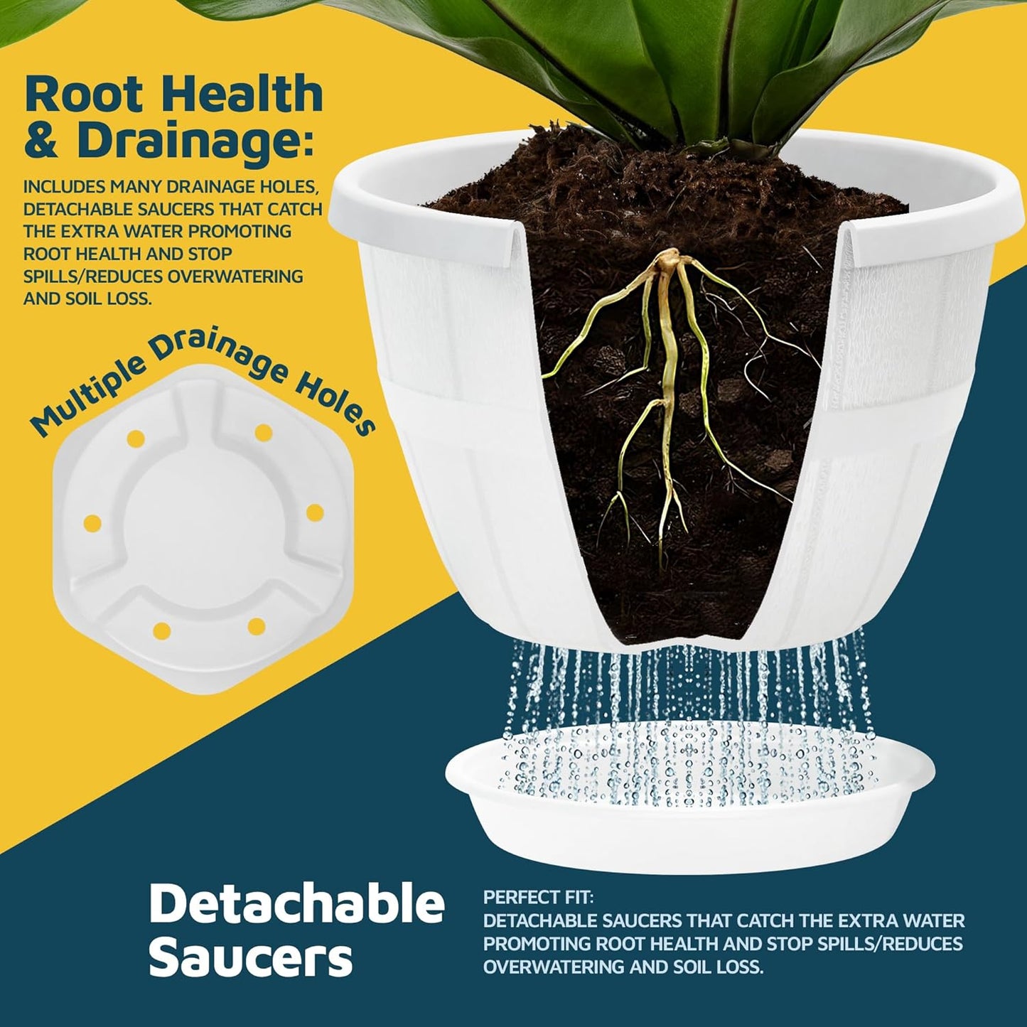 10-Inch Whiskey Barrel Planters Outdoor Pack of 25 - Durable Plastic Plant Pots for Indoor & Outdoor Use with Drainage & Saucer, Lightweight Rustic Barrel Planters for Flowers, Herbs & Small Plants