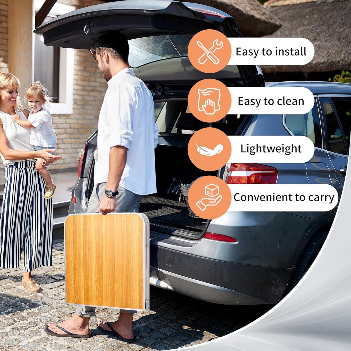 4.0 Ft Folding Portable Camping Table with Three Adjustable Heights, RV Tables for Inside a Camper, Outdoor, BBQ, Dining, Picnic, Beach, Garden, Party, Yellow