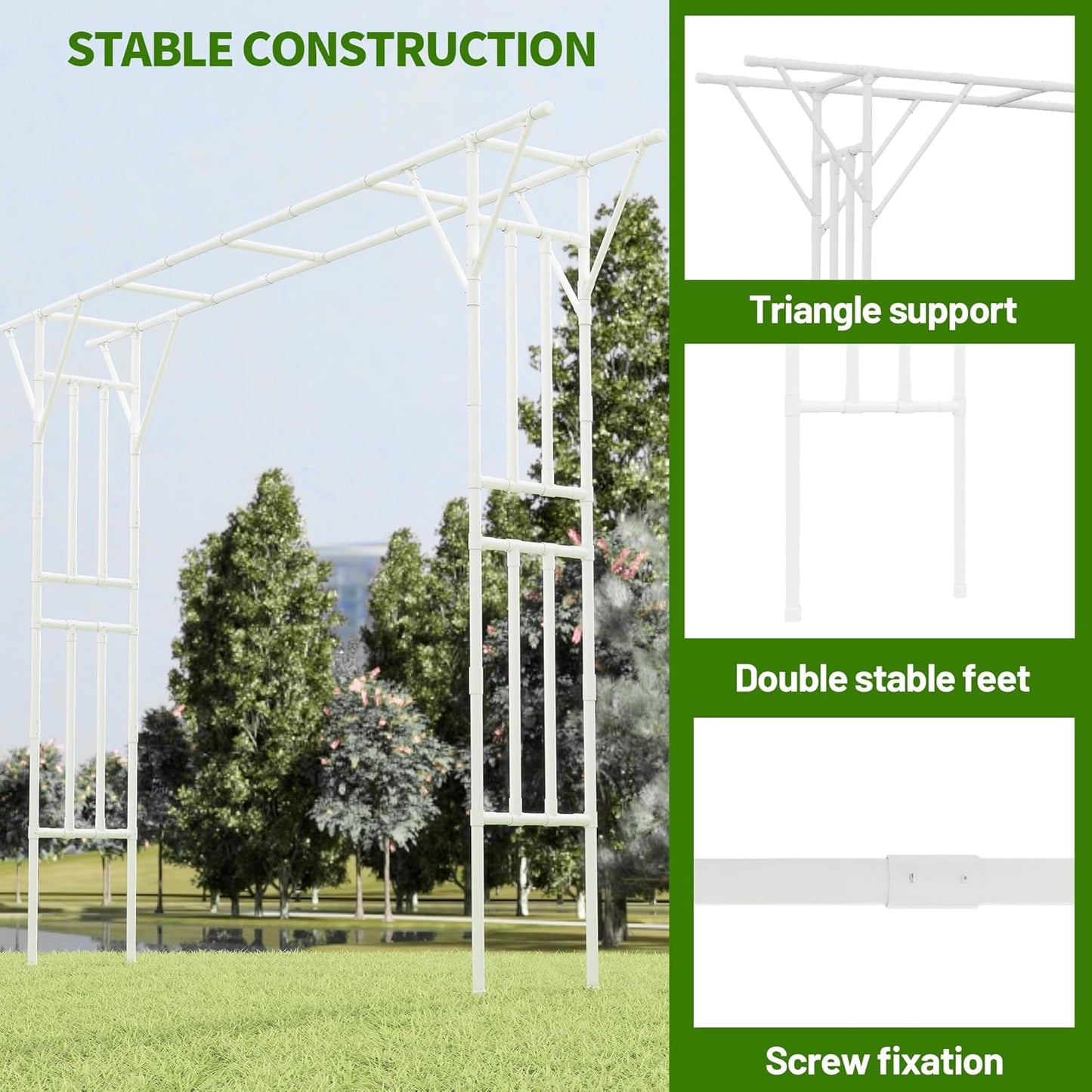 Flat Top Garden Arch Trellis 11FT x 9FT, Extra Large Garden Trellis for Climbing Plants Outdoor, 141.7in x 108in PE-Coated Metal Arbor Archway Trellis for Roses,Wisteria,Wedding,Patio Decoration White