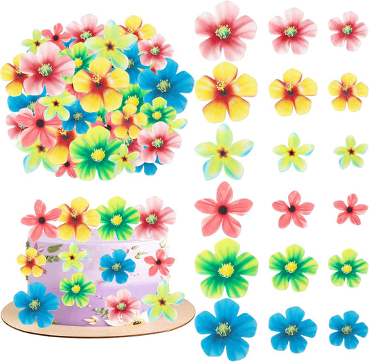 35 PCS Edible Flowers Cupcake Toppers Wafer Paper Flower Wedding Cupcake Picks Edible Flowers Cake Decorations for Spring Bridal Engagement Baby Shower Birthday Party Cake Decoration Supplies