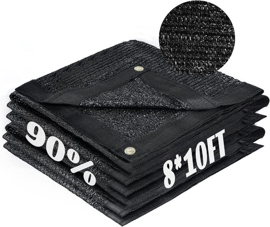 Cool Area 90% Sun Shade Cloth Mesh Tarp with Grommets for Plant Cover 8x10ft Patio Canopy Garden Pergola Blackhouse Car Barn Kennel Black