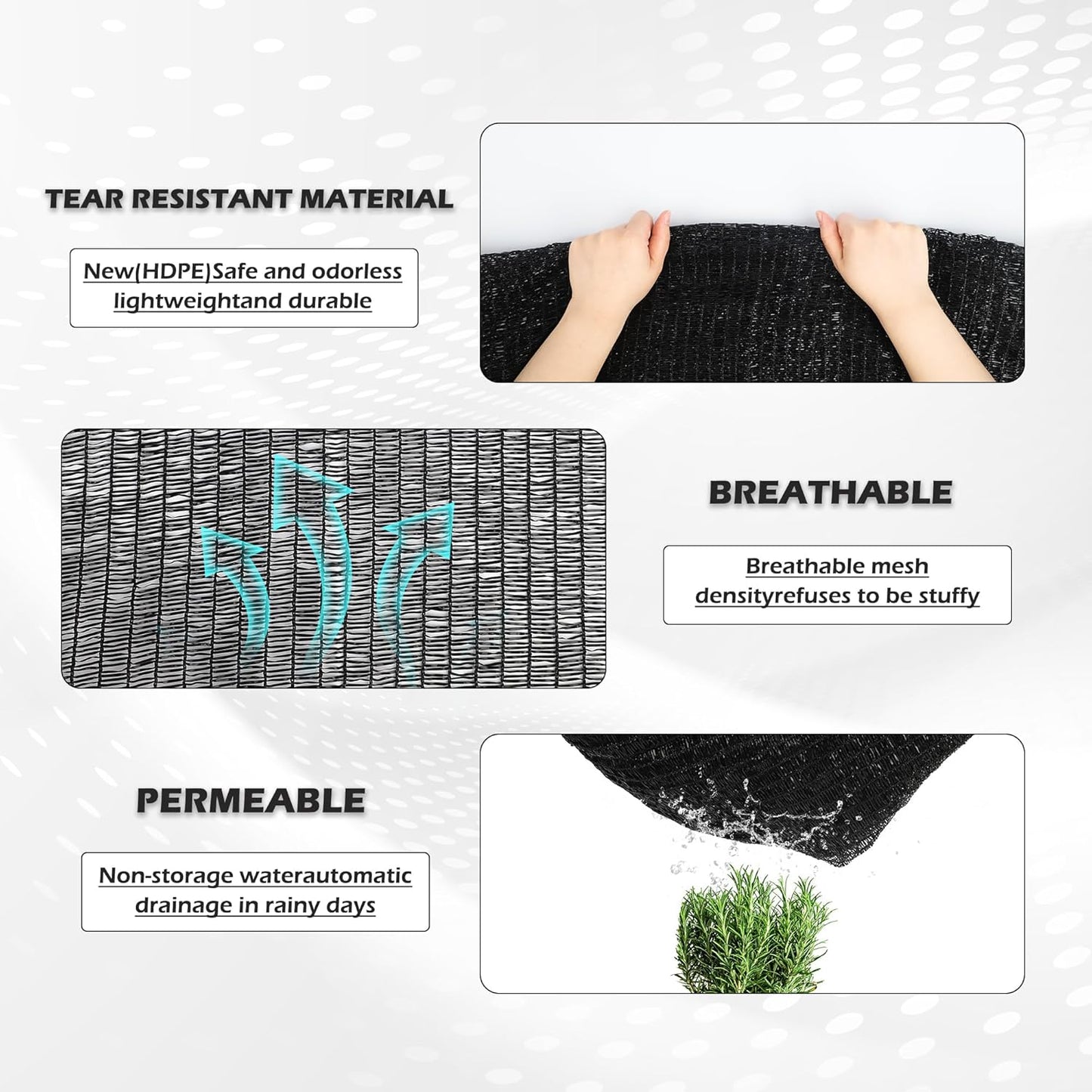 Garden expert 50% Sun Shade Cloth 8x12ft Mesh Tarp with Grommets for Plant Cover Patio Canopy Garden Pergola Greenhouse Car Barn Kennel Black