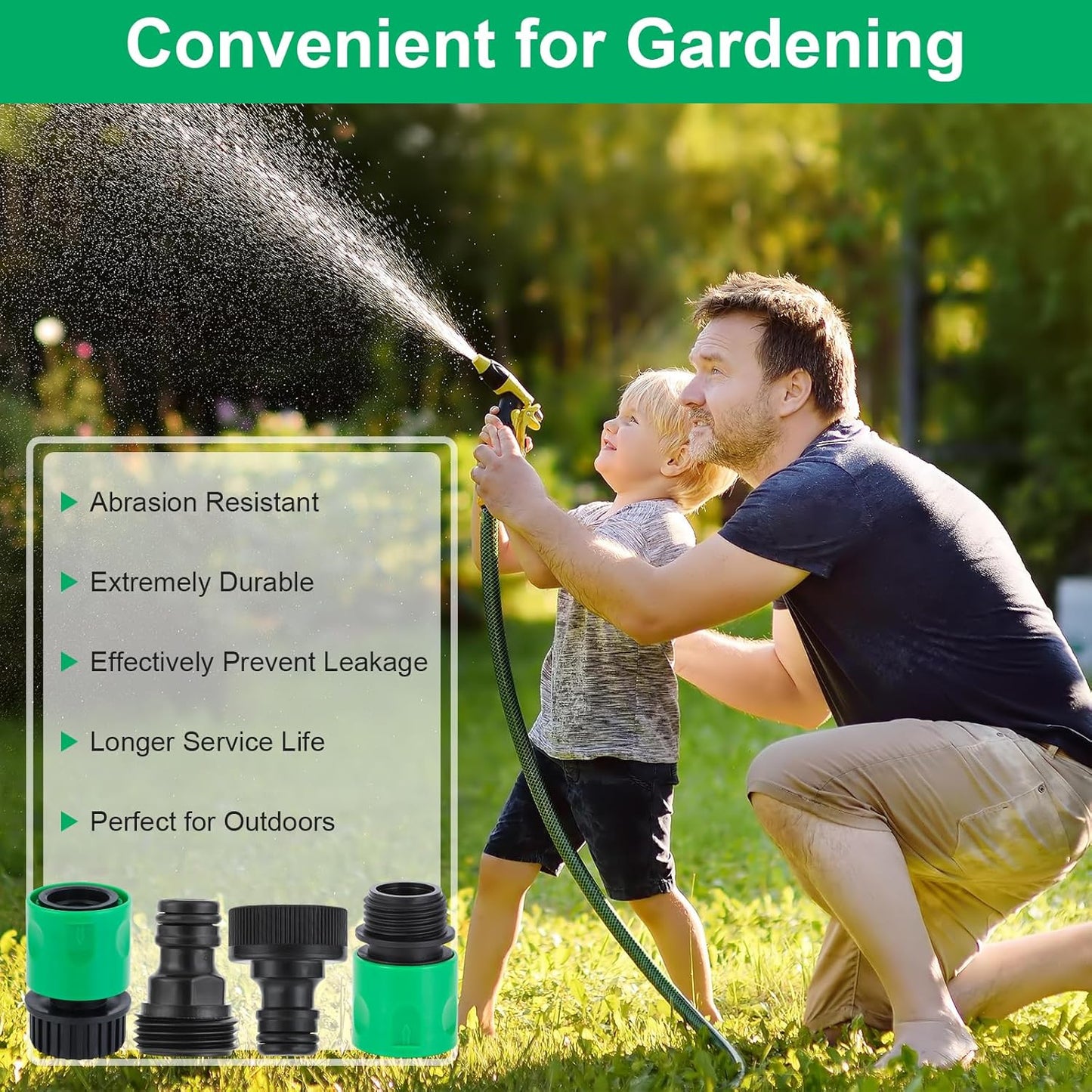 20 Pieces plastic water hose quick connect fittings, Garden Hose Quick Connect Fittings Plastic Fitting Adapter for Hose 3/4 Inch GHT Male and Female Connectors with 12 Pieces Rubber Washer