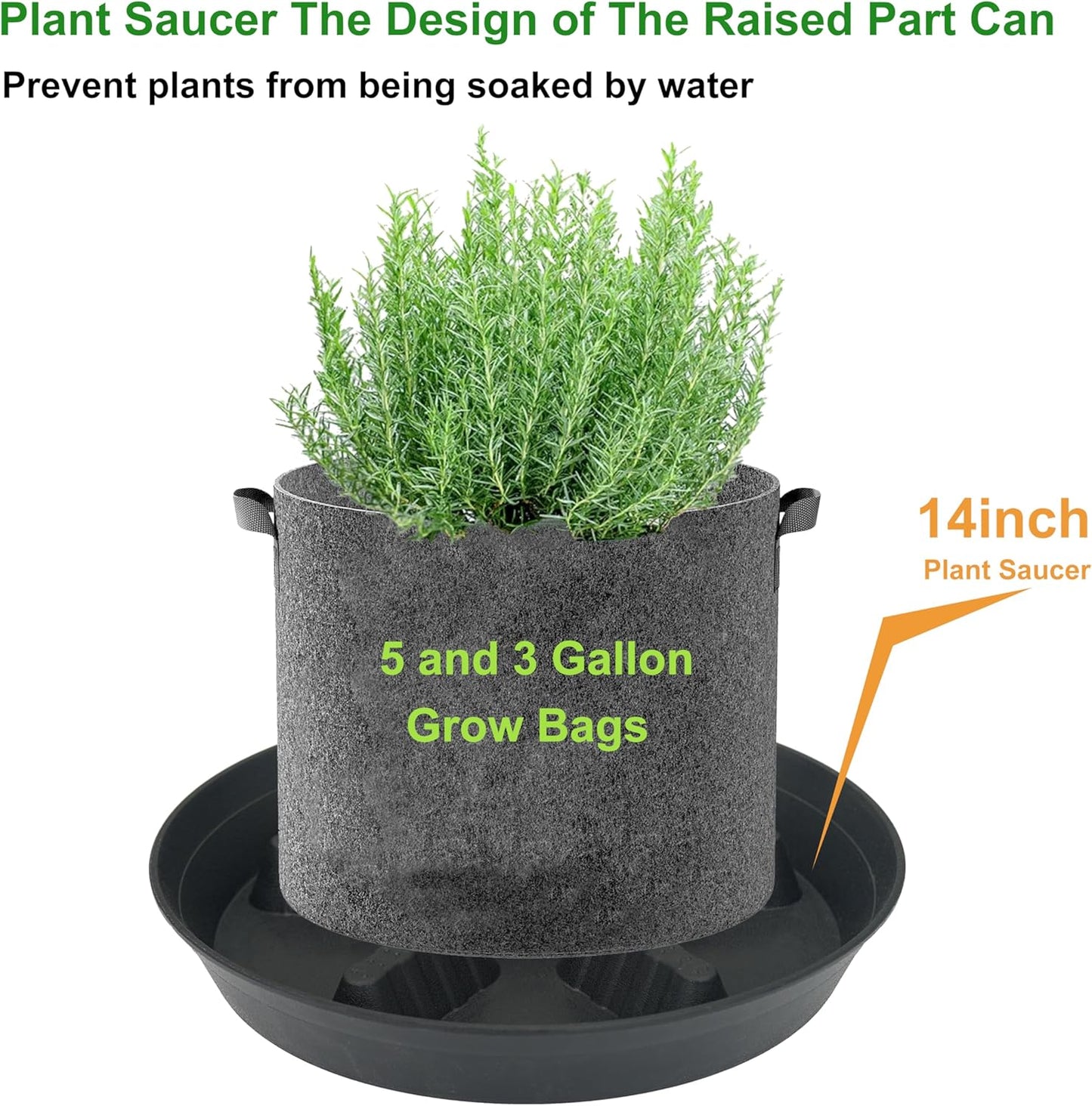 4 Pack Plant Saucer 14 inch, Plastic Plant Saucers for Indoors, Raised Middle Plant Trays for Pots, Water Tray for Plants, Plant Stand Water Catcher Tray, Pot Saucers for Plants