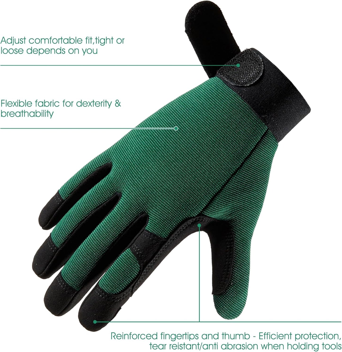 COOLJOB Thorn Proof Garden Gloves with Touchscreen Fingers for Men, Rose Pruning Work Gloves with Palm Cushion for Gardener, Farmer and Landscaper (Green 1 Pair XL)