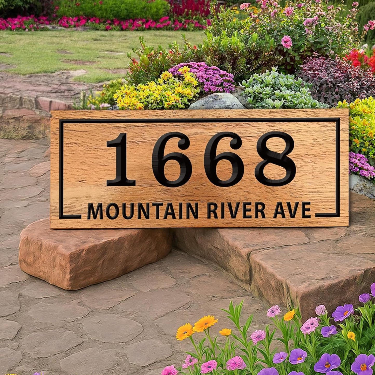Custom Wood Address Sign Carved House Number Sign Personalized Street Name Plaque Outdoor Wooden Address Marker Custom Home Address Sign for Yard Porch Wall