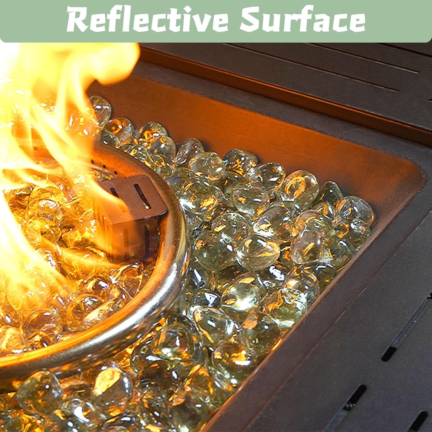 Firepit Glass, Clear Fire Glass Rocks for Propane Fire Pit, Fireplace, and Outdoor Decoration, High Luster 1 Inch Diamonds 10LB