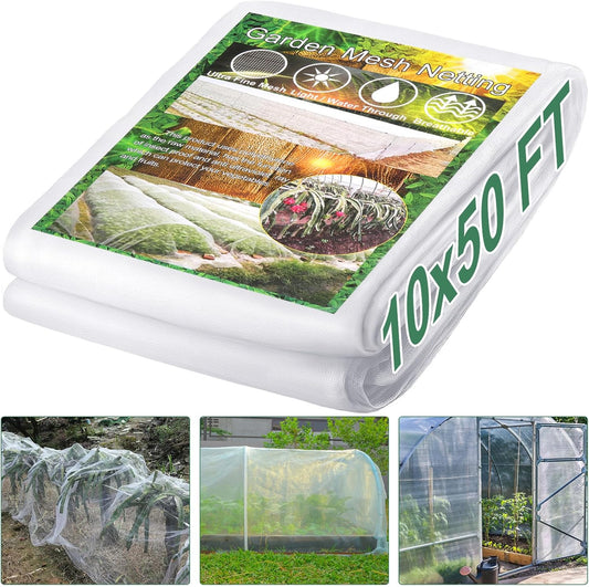 Garden Netting Pest Barrier 10 x 50FT Garden Mesh Netting Insect Netting Garden Neting for Raised Beds Garden Insect Barrier Plant Mesh Cover for Vegetable Flowers Fruits Plants Greenhouse