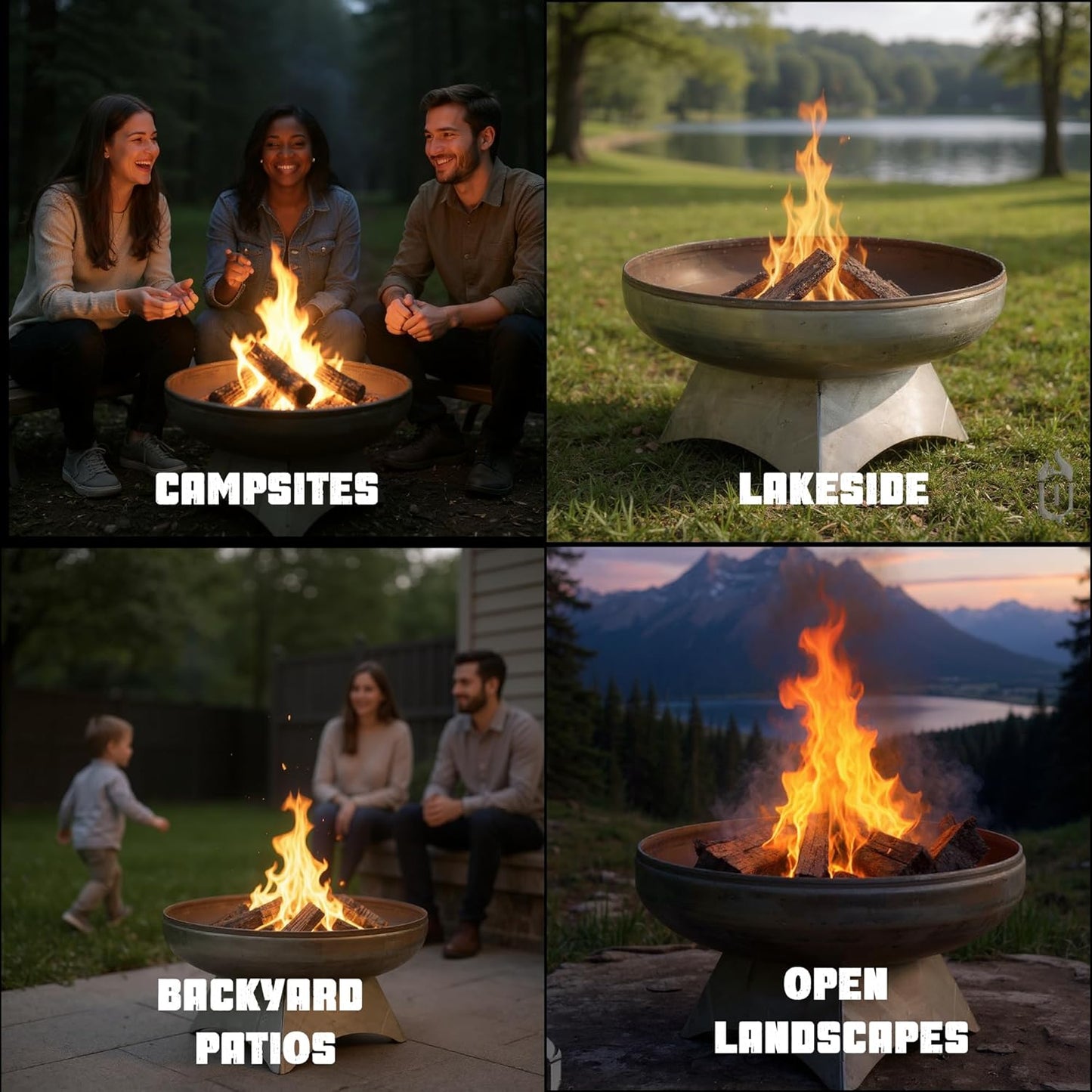 Liberty Fire Pit – Ohio Flame Wood Burning Outdoor Fire Pit - 30" Diameter with Standard Base (Made in USA)