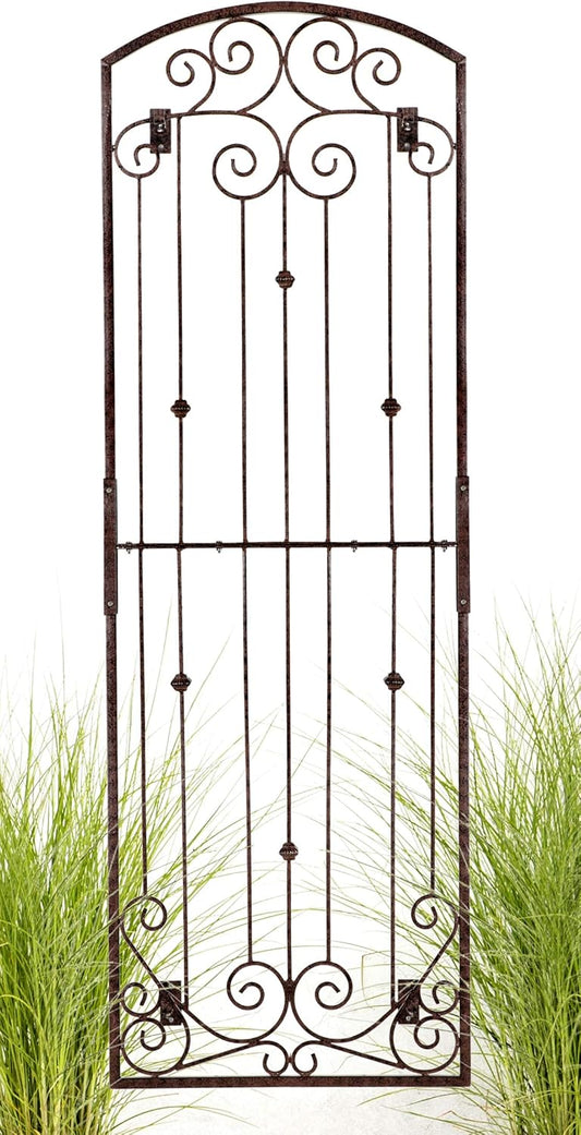 H Potter Garden Trellis for Climbing Plants Vertical Wrought Iron Panels Scroll Metal Wall Trellises Large Tall Arched Home Garden Outdoor 8 Foot Decorative Fence Privacy Screen Outdoors