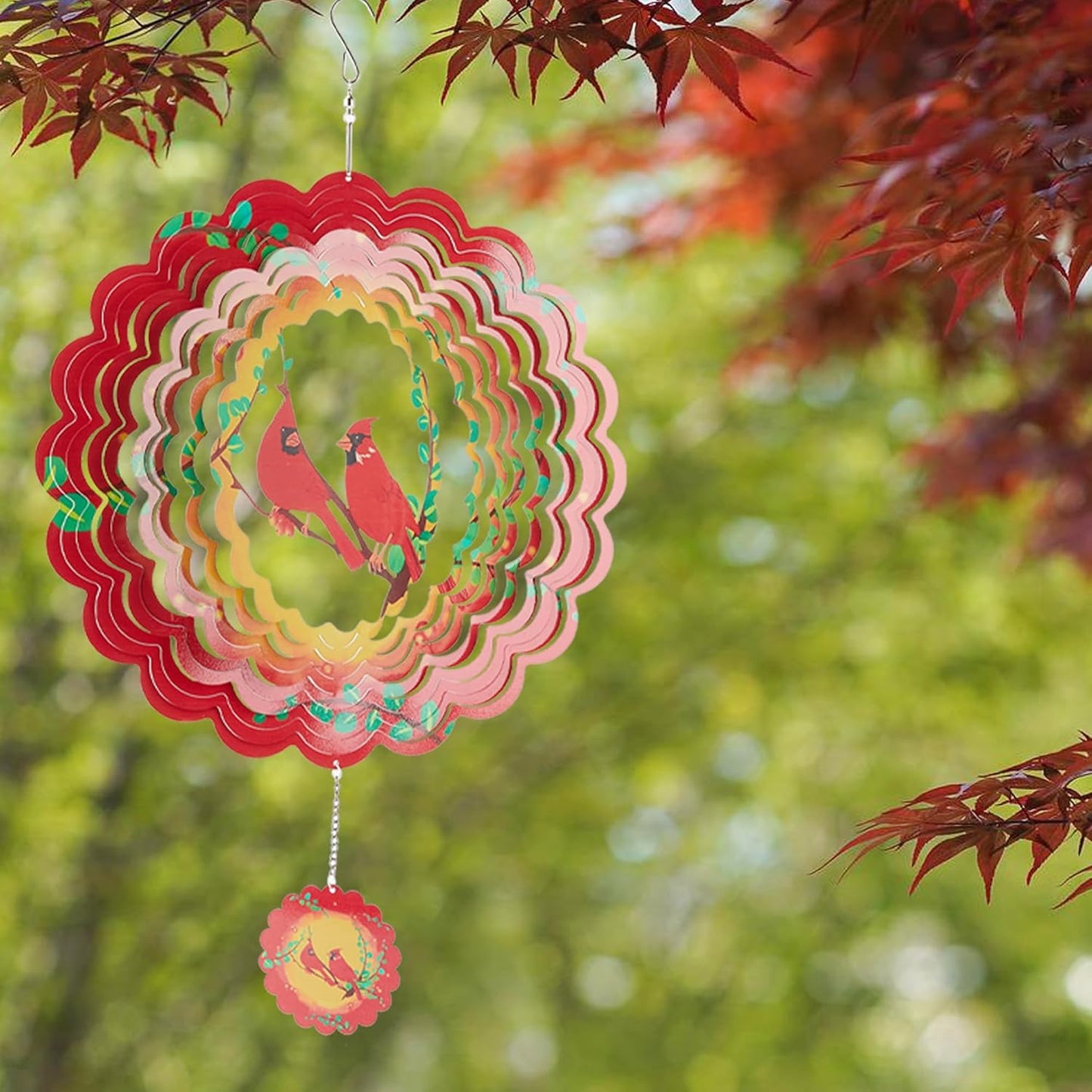 Cardinal Wind Spinners Metal Outdoor Sculpture for Outside Decoration,12 inch 3D Stainless Steel Cardinal Gifts for Women Mom Outdoor Indoor Yard Art Garden Decorations