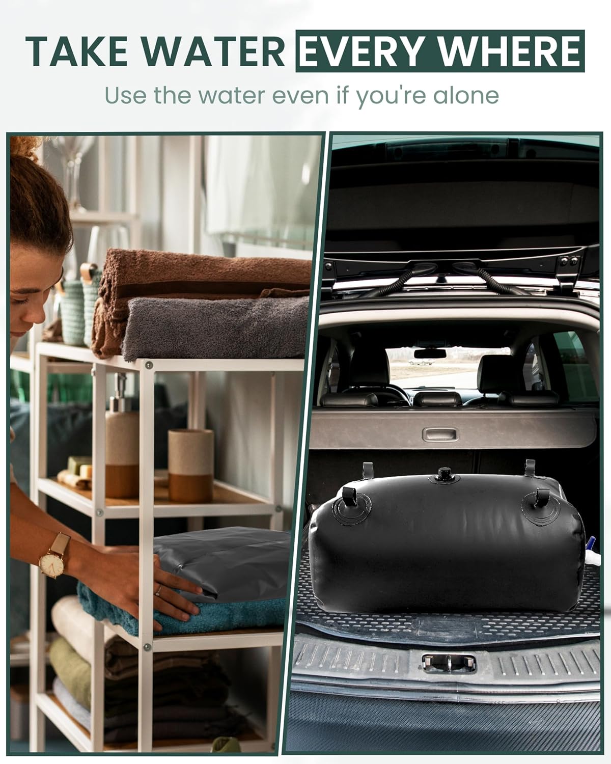 FoundGo Water Storage Bladder Emergency Water Storage Tank, Large Capacity Water Containers, Portable Vinyl Water Storage Barrel for Outdoor/Survival/RV/Garden