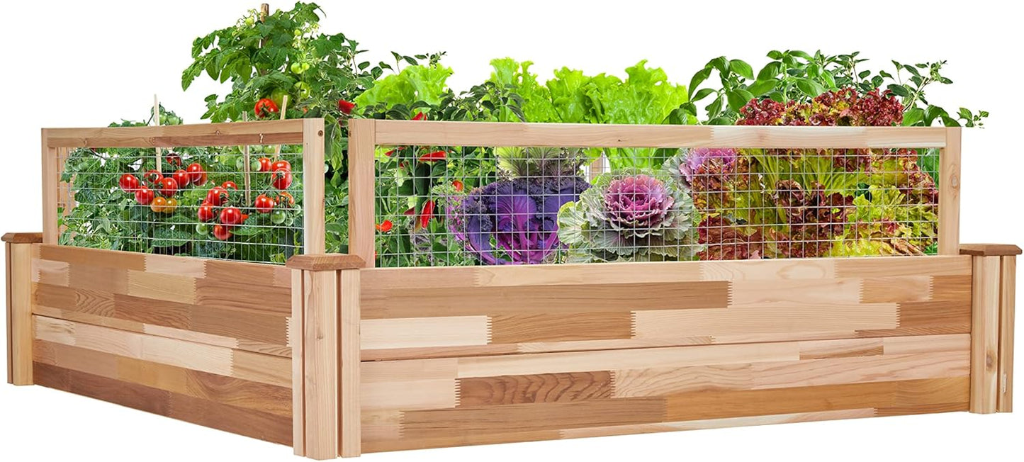 Jumbl Raised Canadian Cedar Garden Bed | Garden Beds Outdoor | Elevated Wood Planter for Growing Fresh Herbs, Vegetables, Flowers, Succulents & Other Plants at Home | Great for Outdoor | 48x48x10”
