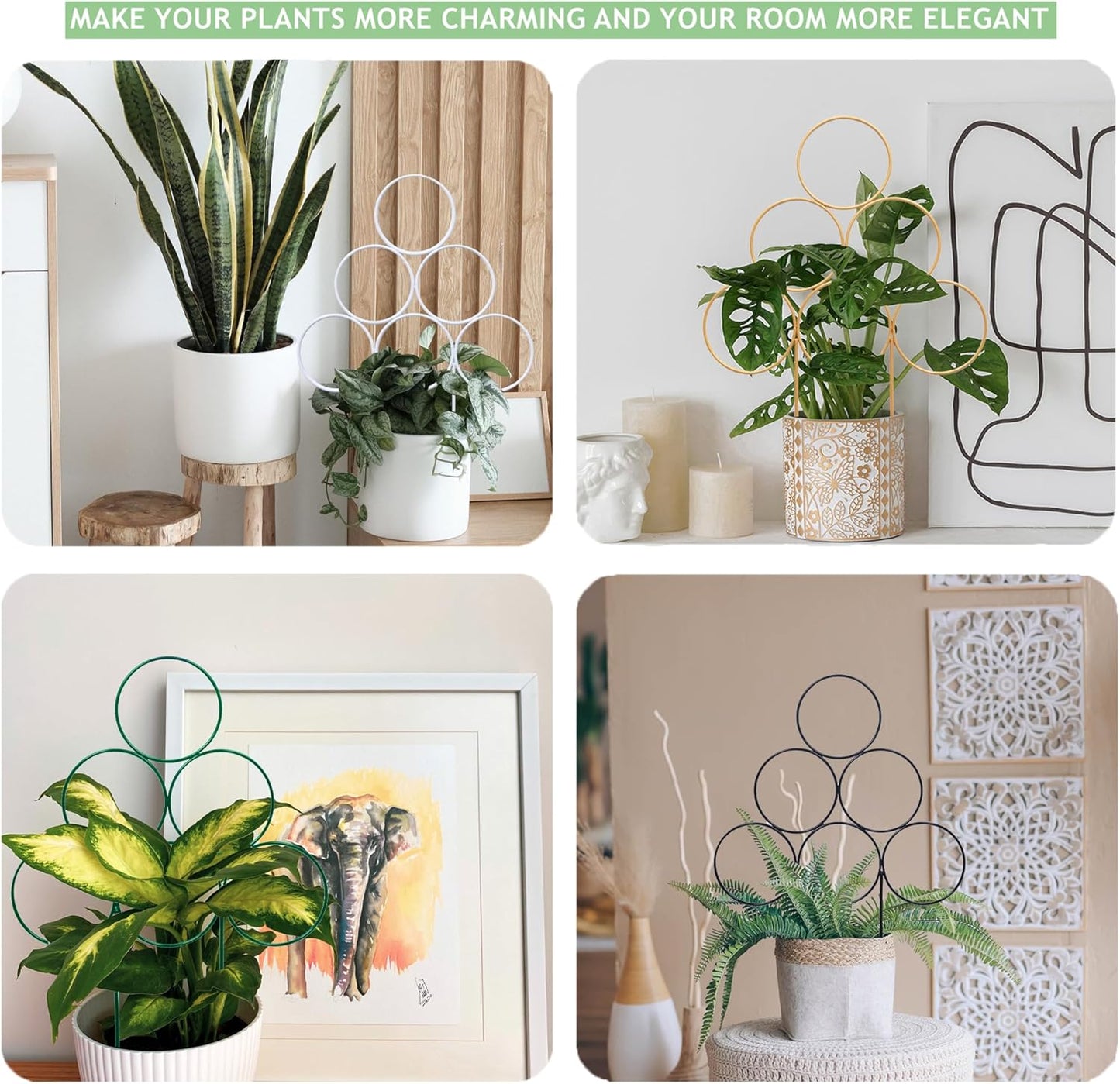 Trellis for Potted Plant Trellis Indoor, Stackable Indoor Trellis for Climbing Plants Support, 3 Pack Small Metal House Plant Trellis for Garden Vines, Flower and Christmas Tree