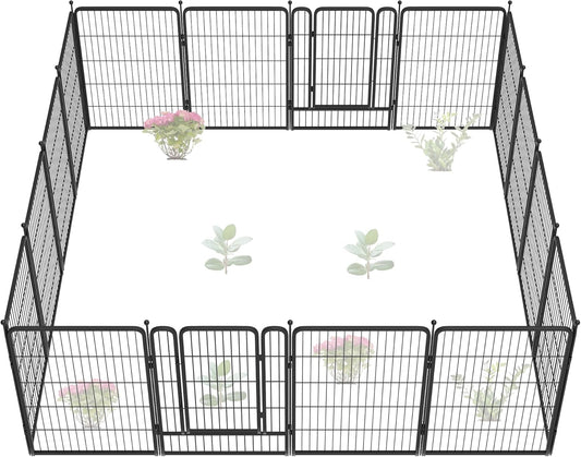 FXW Garden Fence Outdoor for The Yard – 40in(H) x 36.4ft(L) Heavy Duty Metal Animal Barrier for Dog and Rabbit, Decorative Dog Fence, 16 Panels, Black