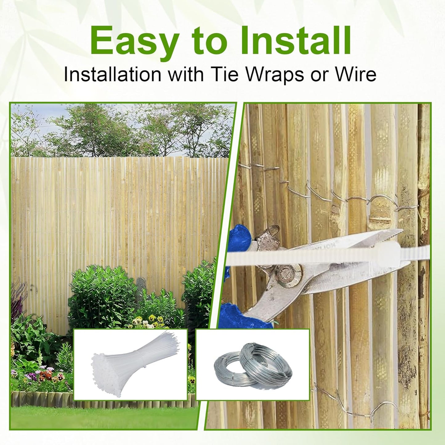 Bamboo Slat Fence 4ft H x 13ft L, Handwoven Natural Bamboo Fencing, Indoor or Outdoor Privacy Fence for Patio, Balcony, Border Pool