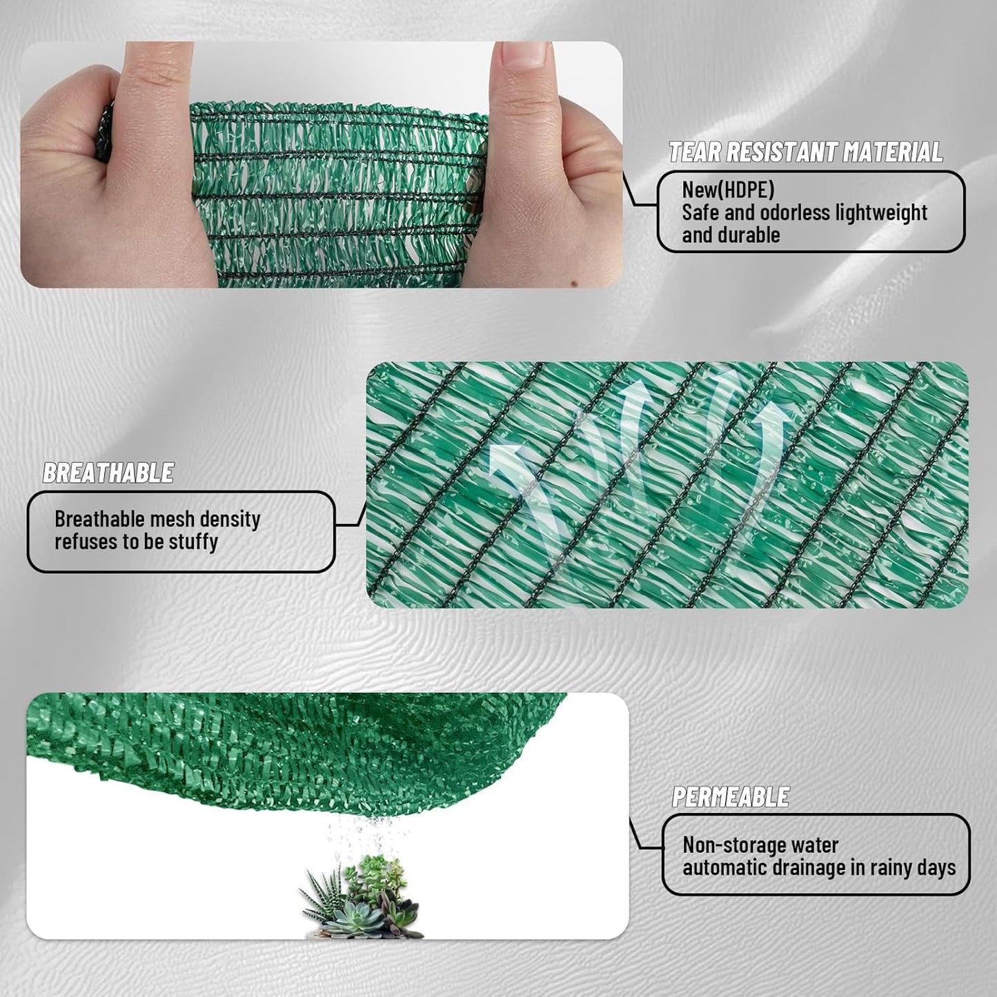 Cool Area 70% Sun Shade Cloth Mesh Tarp with Grommets for Plant Cover 6.5x16.5ft Patio Canopy Garden Pergola Greenhouse Car Barn Kennel Green