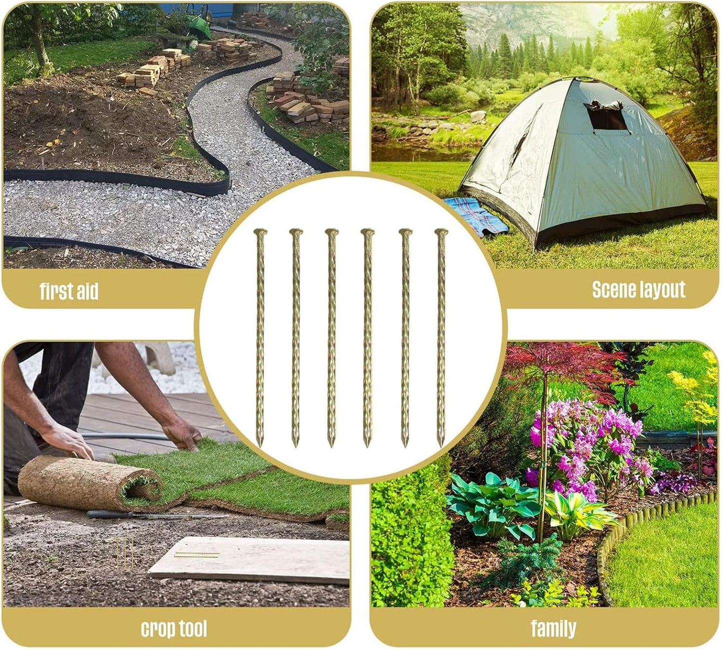 12 Inch Galvanized Heavy Duty Spiral Landscape Spikes, Metal Garden Stakes Edging Anchoring Spikes for Artificial Turf, Paver Edging, Weed Barrier, Tent, Camping, Carpentry,（ 40 Pack）