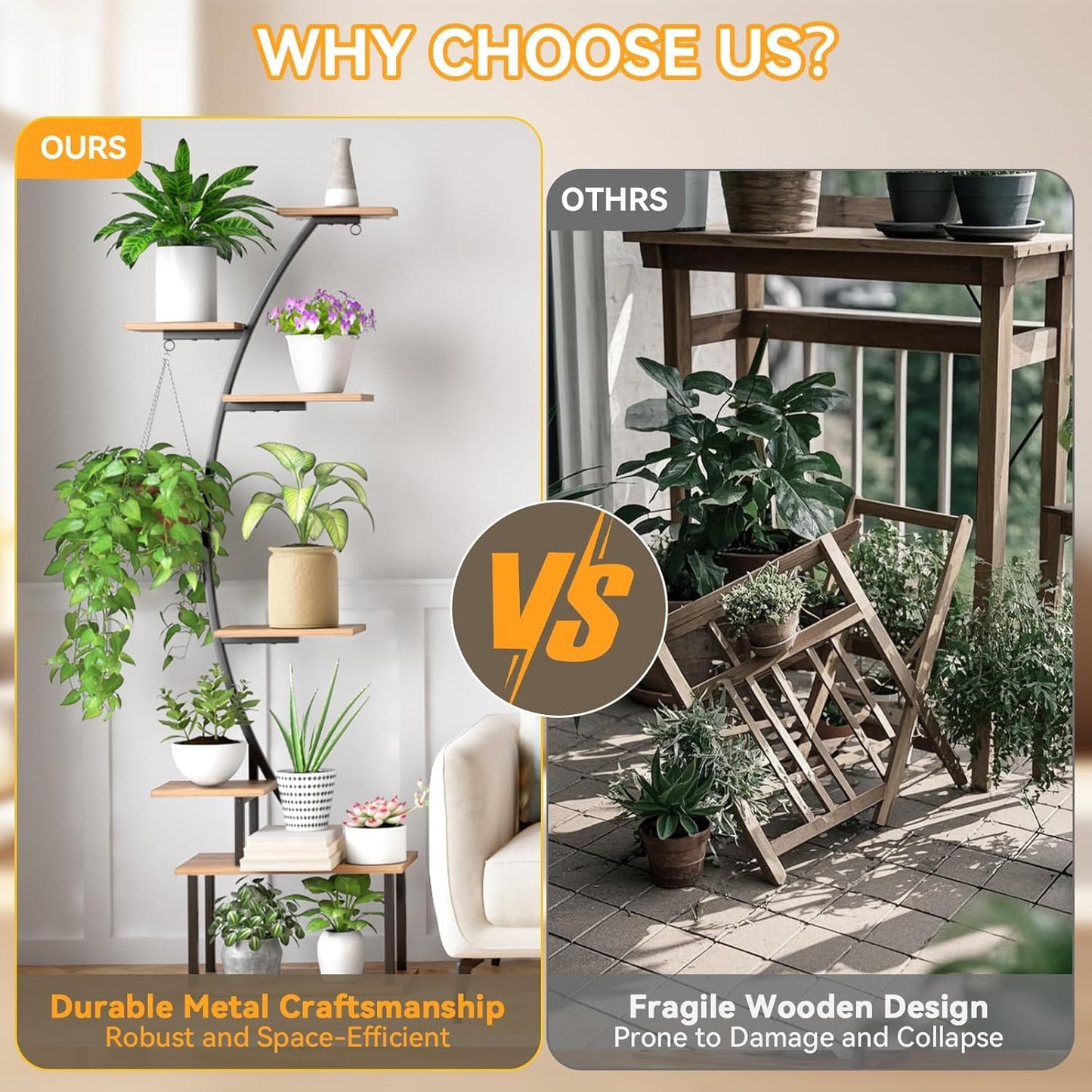 Plant Stand Indoor with Grow Lights, 7 Tiered 66" Tall Metal Plants Shelf, 3 Color Mode Full-spectrum LED, Half-Moon Shaped with Cable Ties & Safe Straps for Living Room, Patio