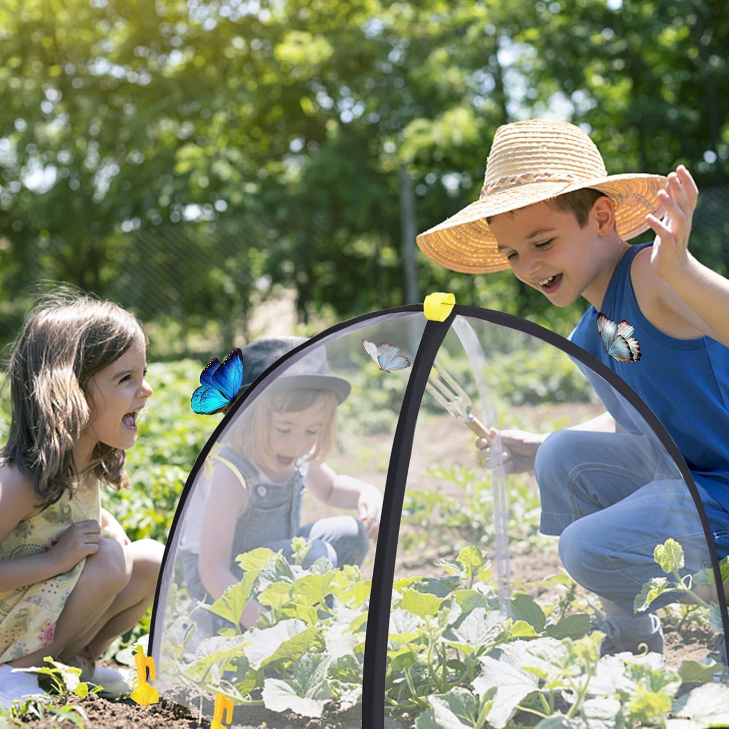 22 x 22 x 23 Inch Insect Barrier Plant Tent Cover-Bug Guard Cover with Stakes-Insect Bird Barrier Netting Mesh for Protect Vegetable Plants Fruits Flowers from Birds Animal Eating(S)