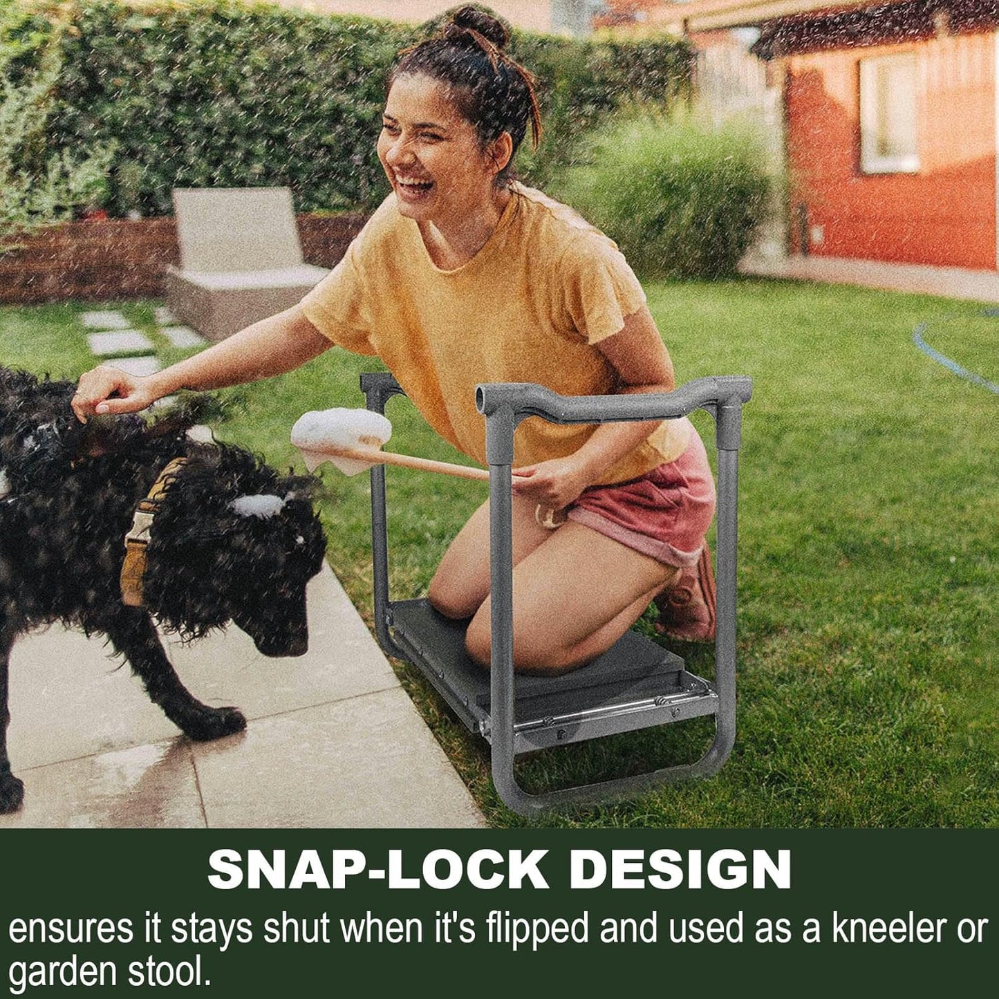 Foldable Garden Kneeler Seat Heavy Duty [Upgraded Widened Thick Kneeling Pad] Garden Stool with Large Garden Tool Bags with Pockets - Portable Garden Bench Gardening Gifts for Parents