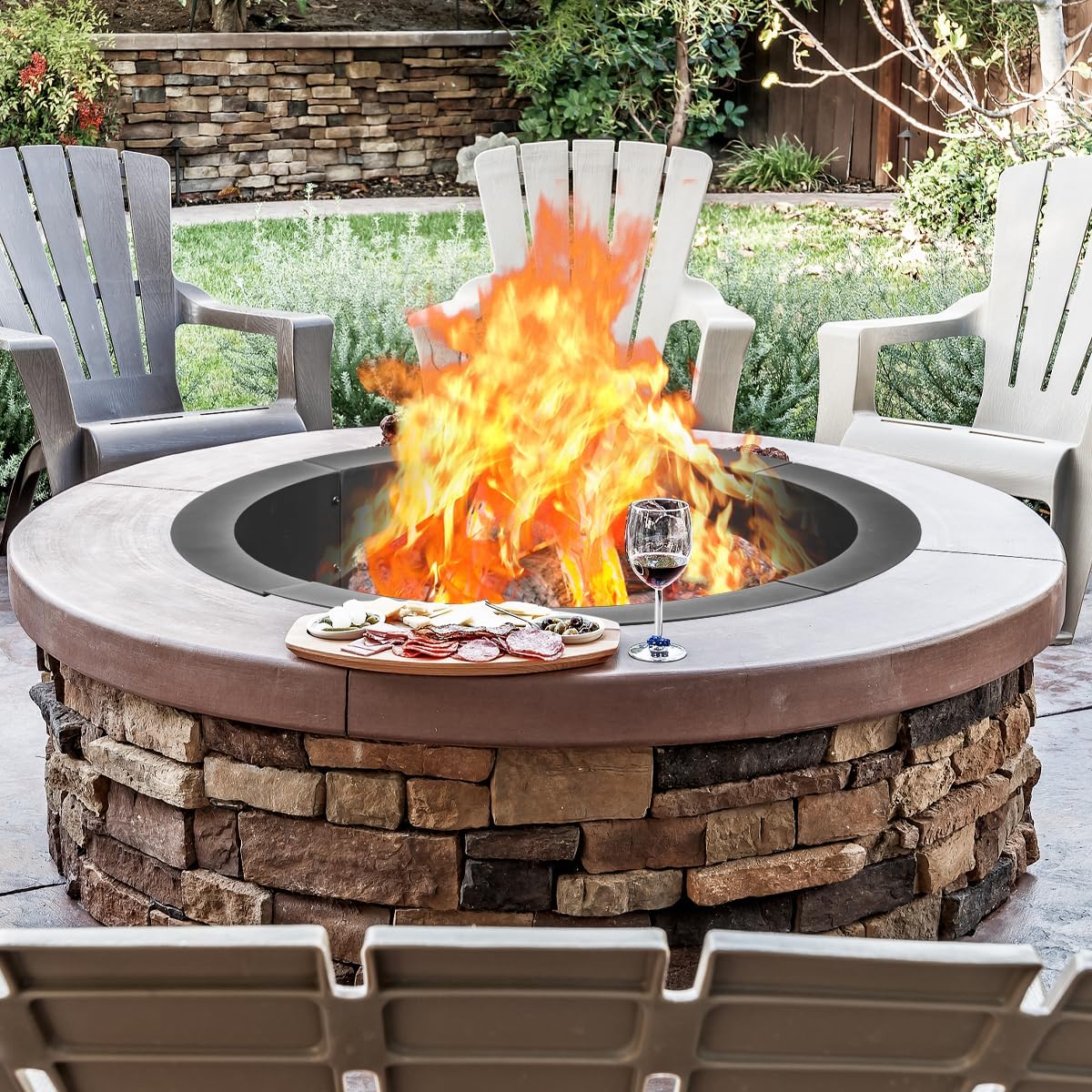 36 inch Fire Pit Ring, Firepit Ring for Camping, Wood Burning Fire Pit for Outside,Yard,Garden,Outdoor Fireplace