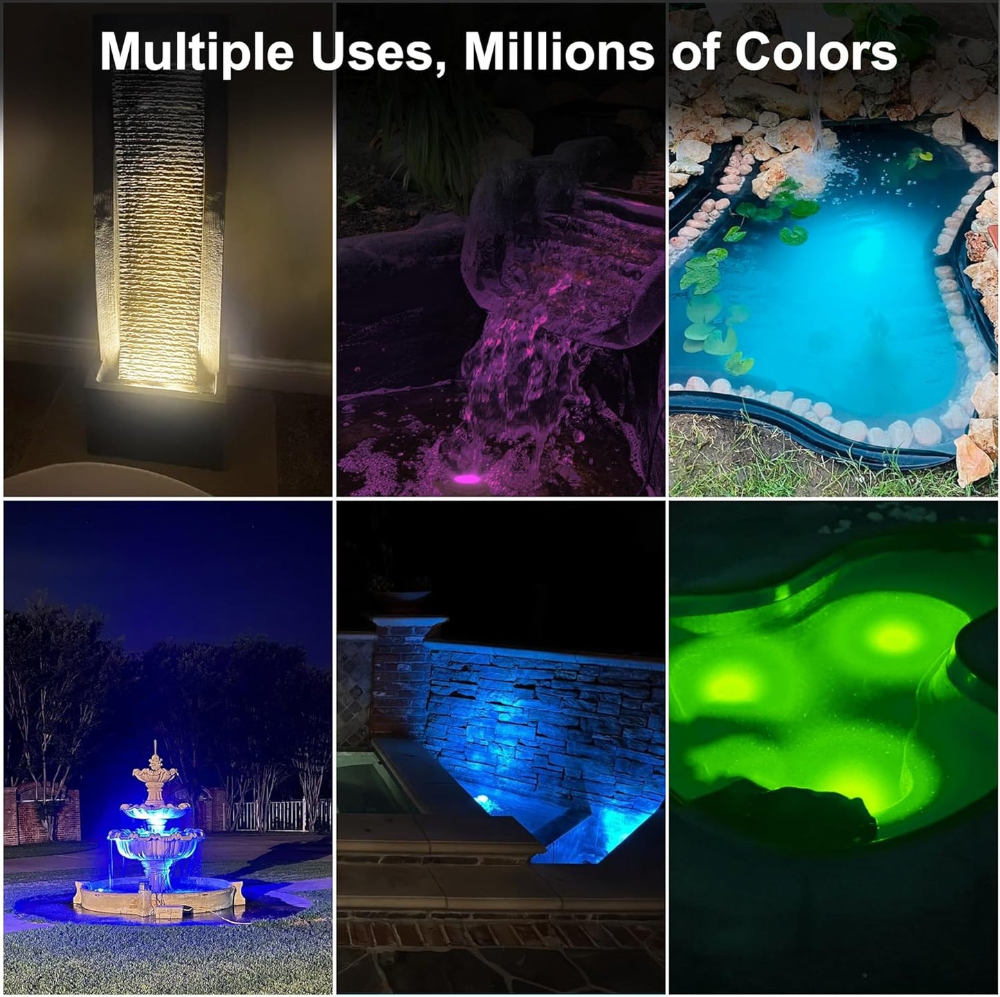Pond Light LED Underwater with 12V Transformer, 6W Turtle Pond Lights with APP, IP68 Waterproof Fountain Lights with Long Cables for Ponds Fountain Waterfall Yard Water Feature, 2 SpotLights