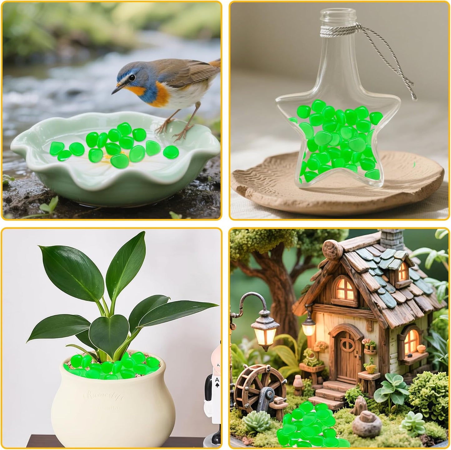 Glow in The Dark Fish Tank Rocks,Green Glowing Rocks Stones Resin Glow in Dark Pebbles for Outdoor Garden, Fish Tank, Aquarium, Landscaping,Driveway Decoration,11 oz