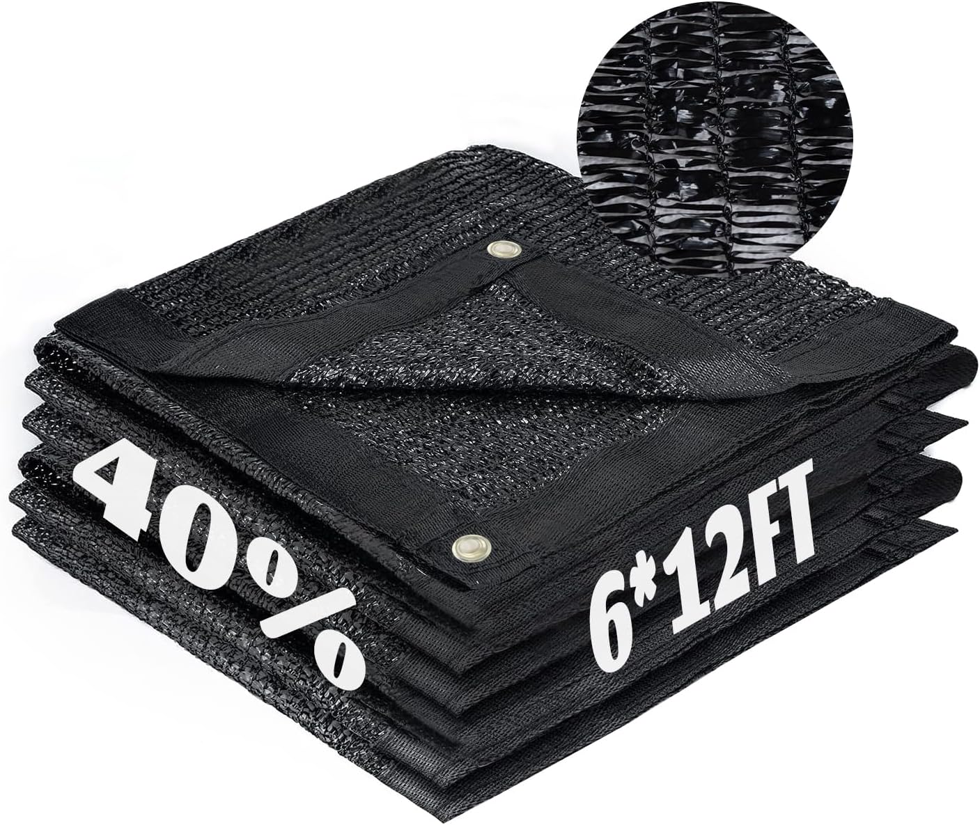 Cool Area 40% Sun Shade Cloth Mesh Tarp with Grommets for Plant Cover 6x12ft Patio Canopy Garden Pergola Blackhouse Car Barn Kennel Black