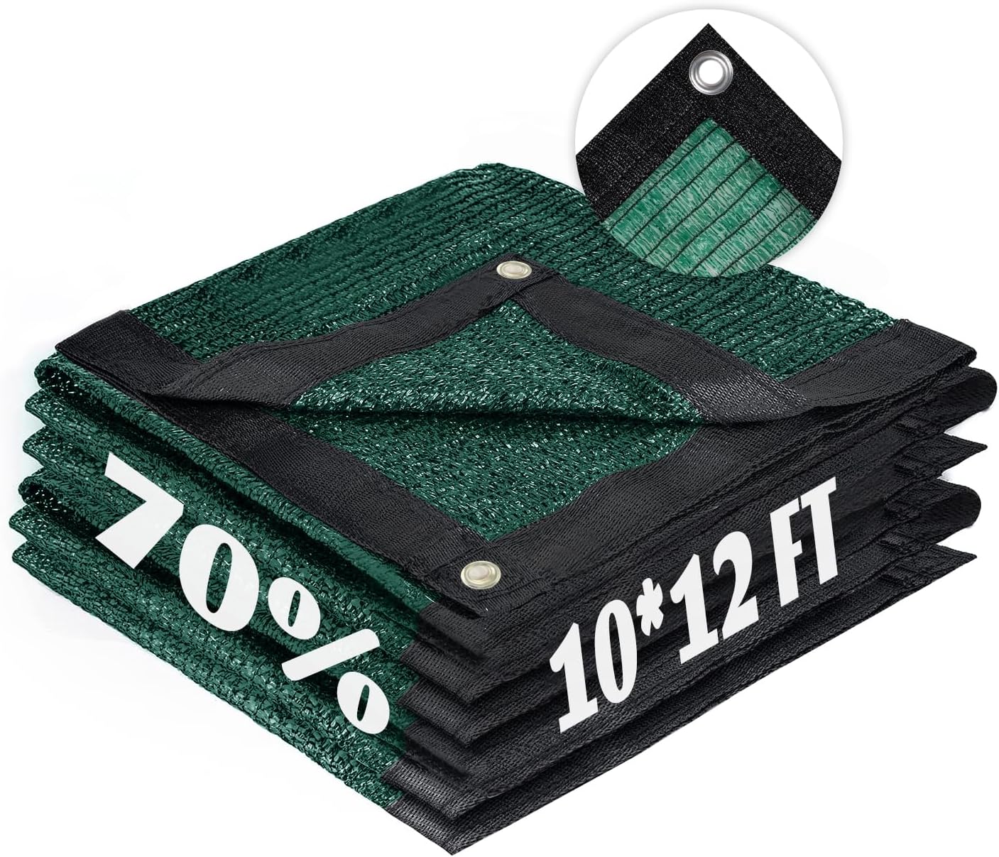 Cool Area 70% Sun Shade Cloth Mesh Tarp with Grommets for Plant Cover 10x12ft Patio Canopy Garden Pergola Greenhouse Car Barn Kennel Green