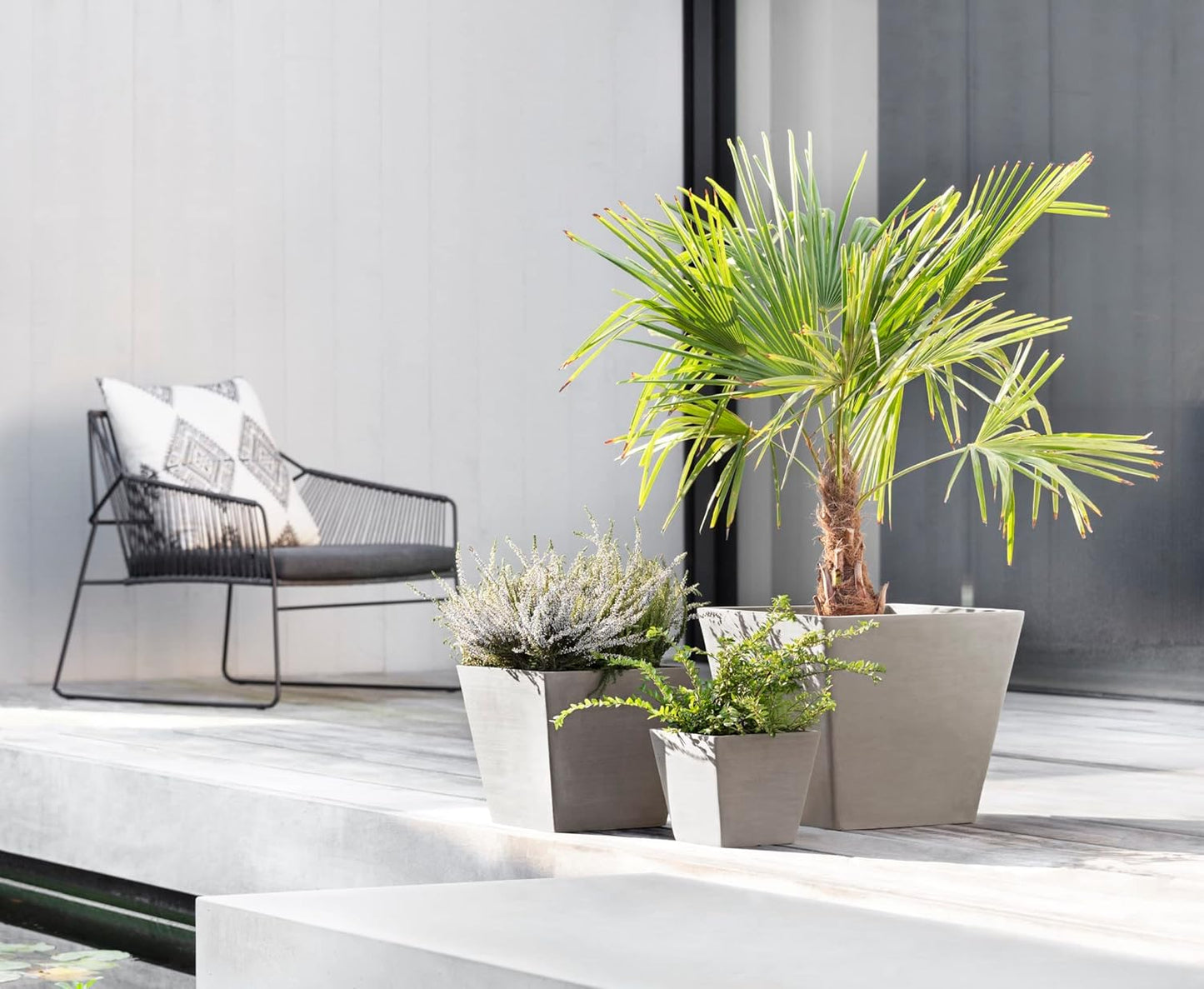 Ecopots Rotterdam Durable Modern Square Indoor/Outdoor Recycled-Based Composite Flower Planter, Taupe, 8"