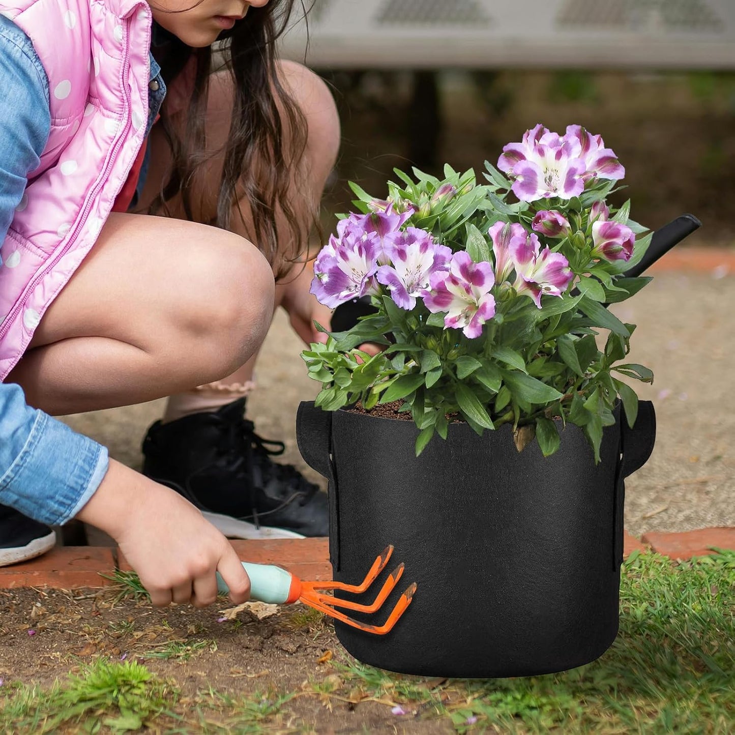 24 Pack 3 Gallon Grow Bags, Heavy Duty Thickened Aeration Fabric Pots with Handles for Vegetable/Flower/Plant