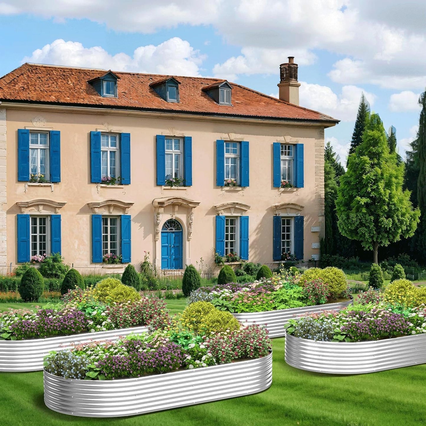 4 Pack Galvanized Raised Garden Bed Outdoor,Metal Garden Bed for Vegetables,Steel Raised Beds for Gardening,Above Ground Garden Box for Flower-35x20inch