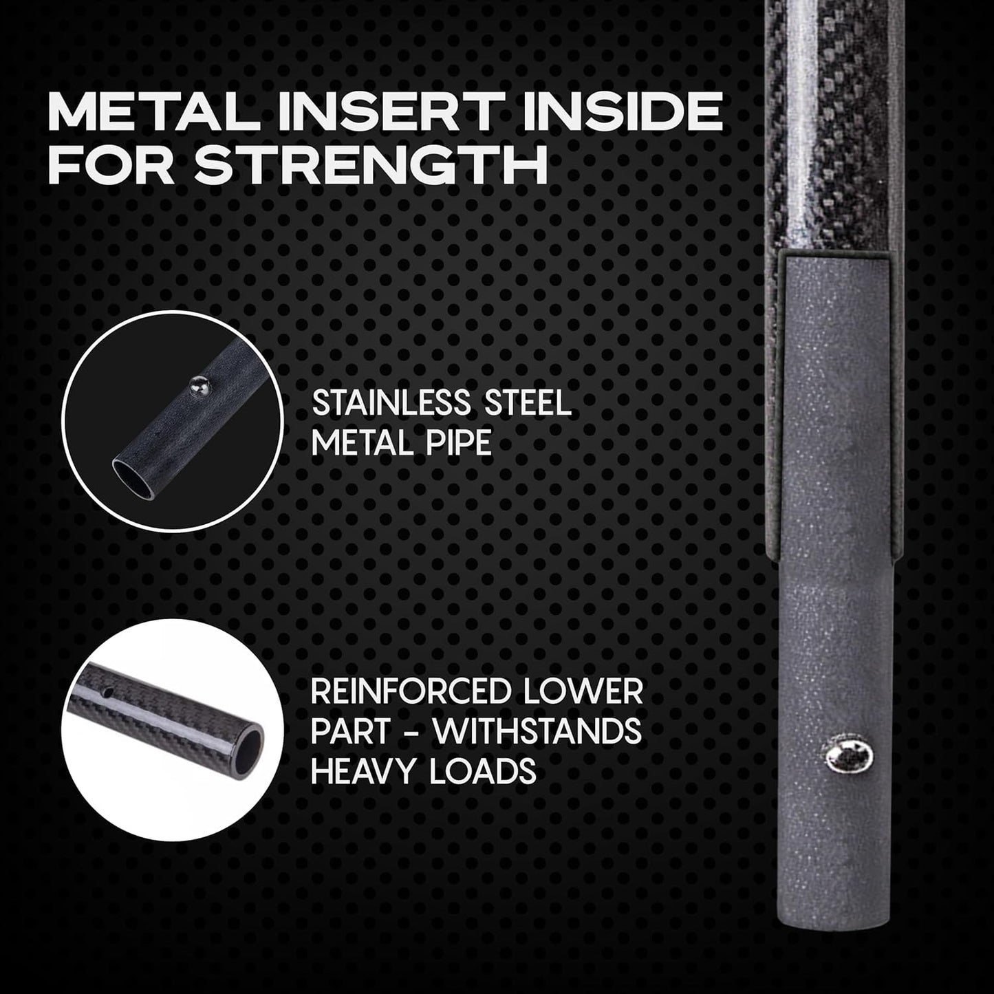 CKG Metal Detector Shovel Travel Carbon Handle Total Length 45.5' Diam 1.1 for Scoop Shovel, Universal Lightweight Pole for Beach Metal Detecting Digging Tools – Black/Travel Size