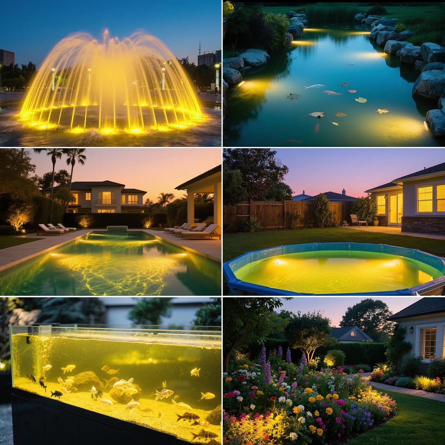 T-SUN Solar Pond Lights, 3-in-1 Warm White LED Submersible Light with 2 Light Modes, IP68 Waterproof Floating Underwater Lights for Outdoor Ponds, Garden Fountain, Decorative Aquascape