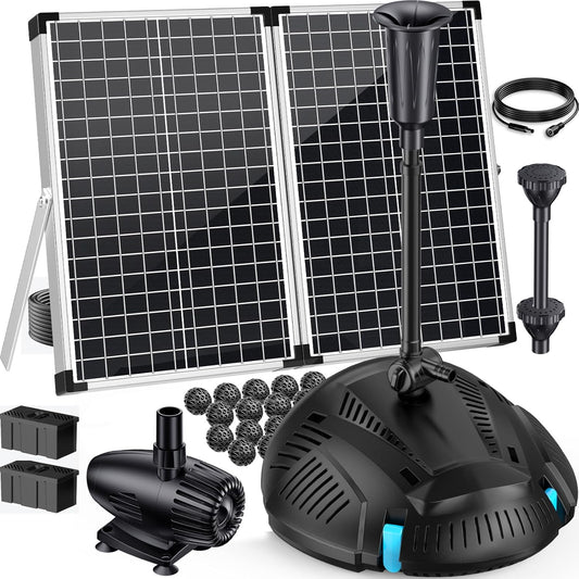 Antfraer 70W Solar Pond Filter with Water Pump, Solar Fountain Pump with Pond Filter with Water Shortage Protection, 17FT +10FT Cord For Fish Pond Garden Waterfall Clean & Clear