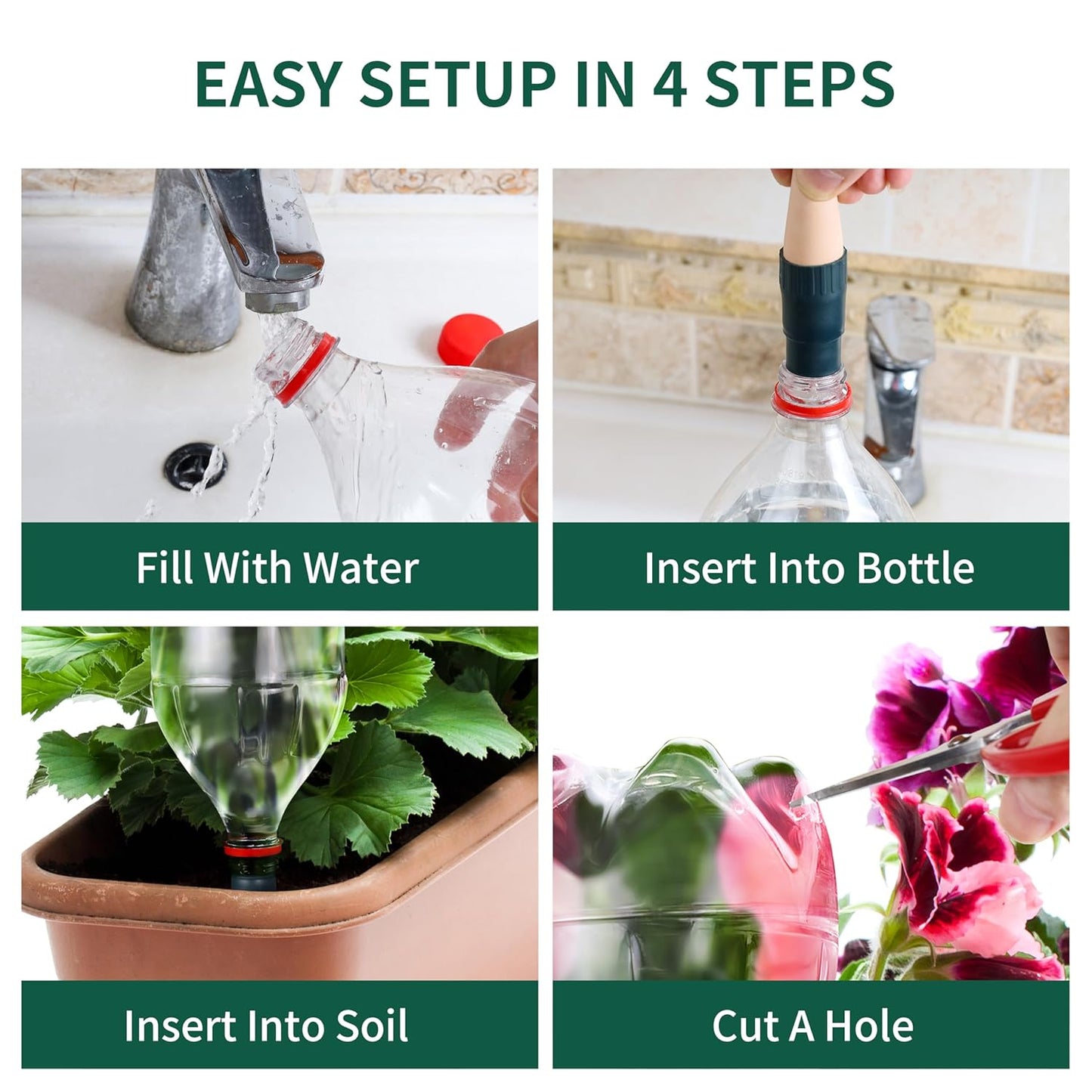 Terracotta Plant Watering Spikes, Bottle Adapter for Self Watering Planter Insert, Vacation Plant Watering Devices, Slow-Release Plant Watering Globes System for Outdoor | Indoor Use, 5-Pack