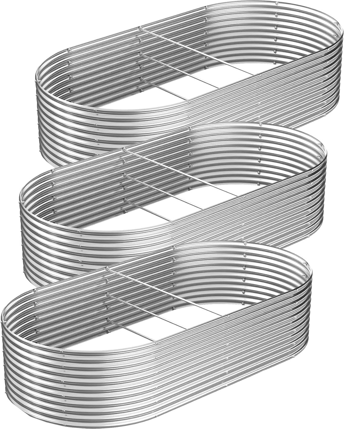 FRIZIONE 3pcs Tall 4x2ft Galvanized Raised Garden Bed Outdoor,Steel Garden Bed for Vegetables,Above Ground Garden Box for Flower,Metal Raised Beds for Gardening